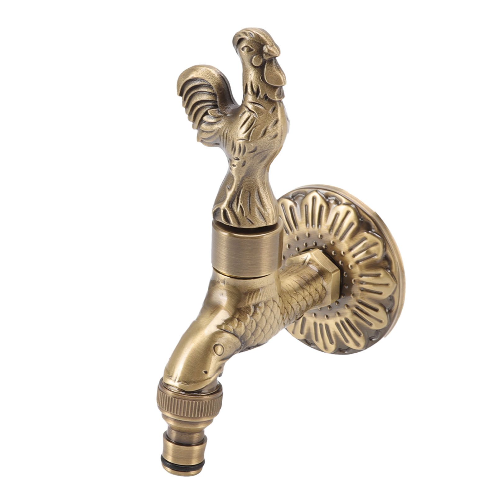 Antique Carved Faucet Bronze Copper Carp Retro Anti Rust Outdoor Garden Tap