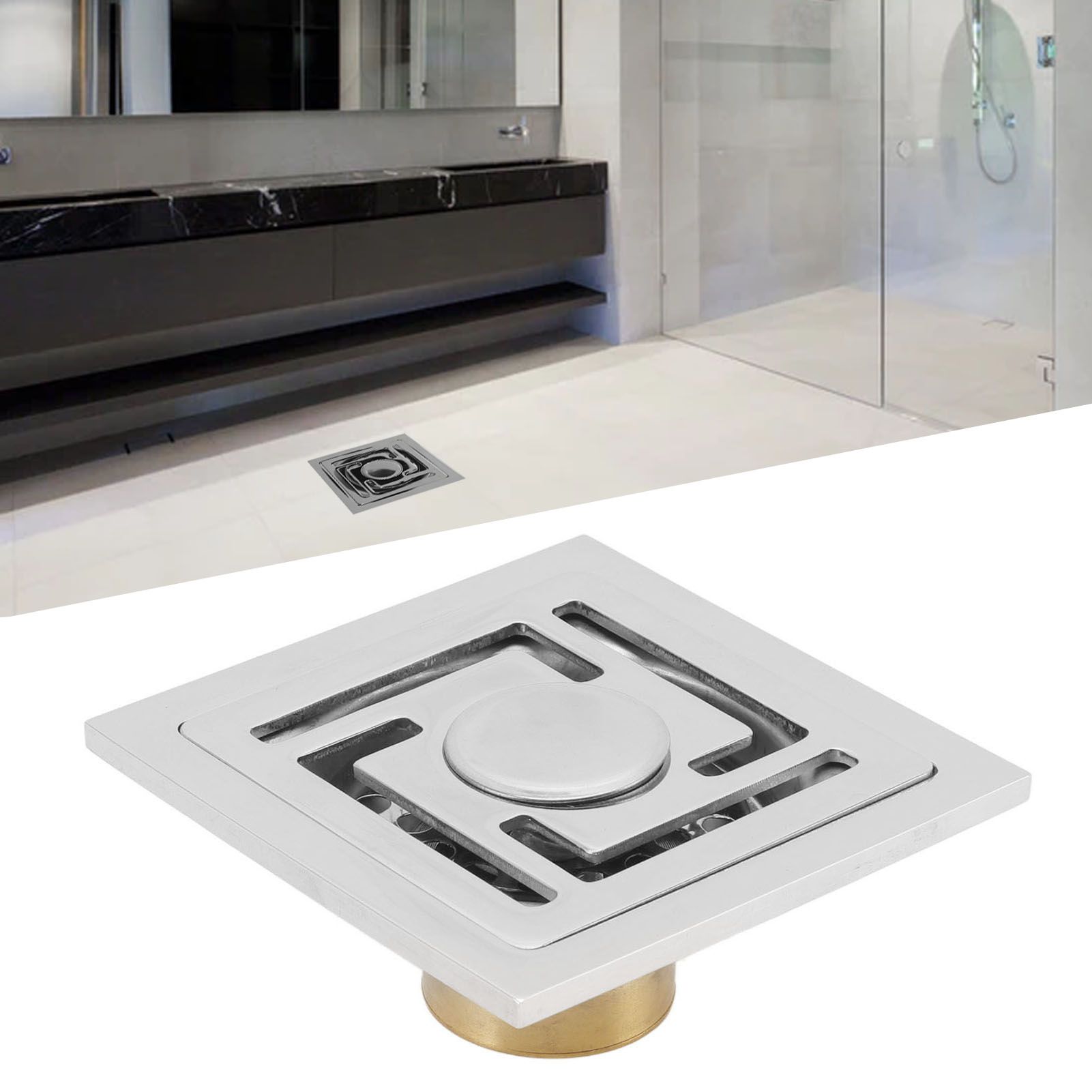 Stainless Steel Floor Drain Square Large Displacement Deodorant Shower Floor view 12