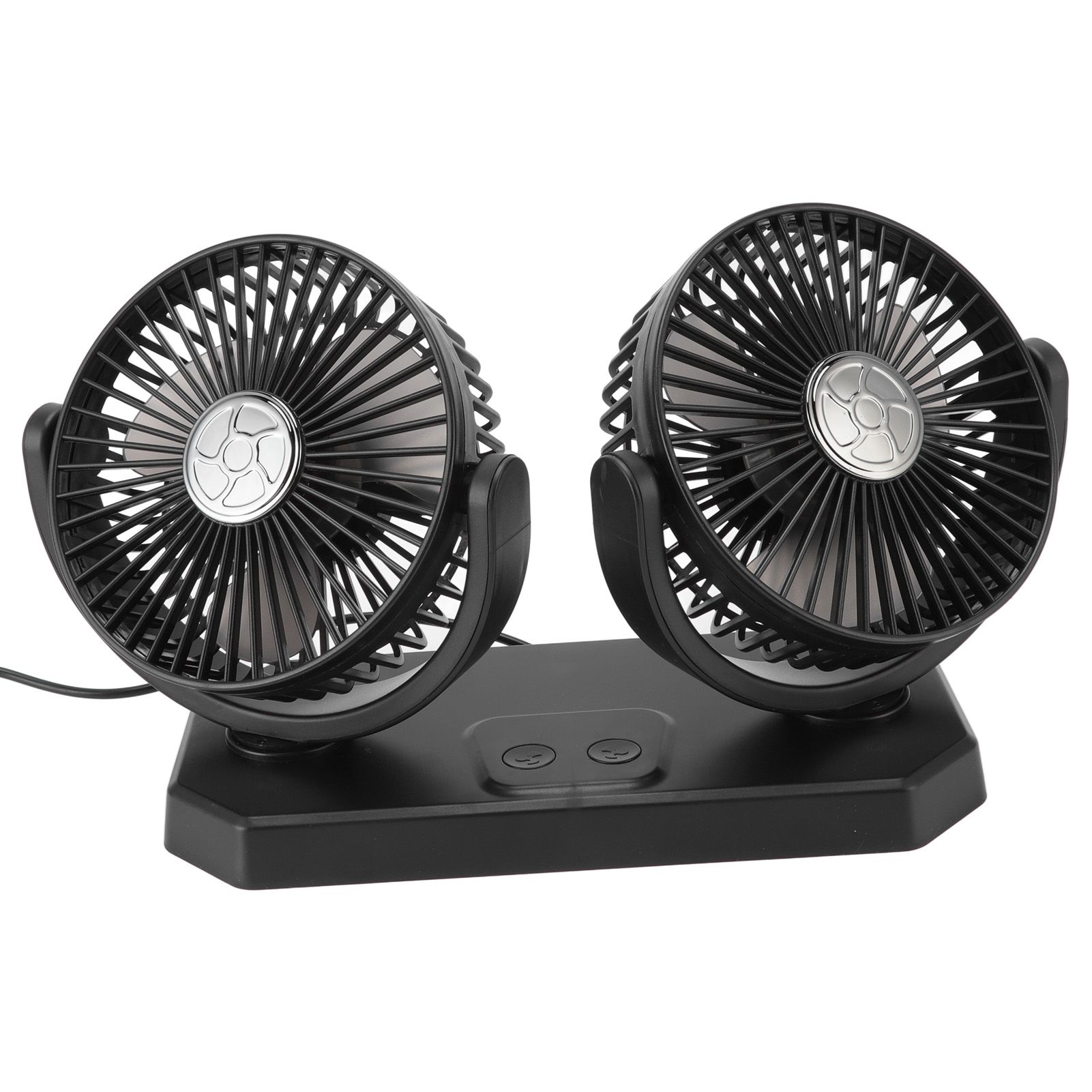 12V Double Head Electric Fan Double Control 3 Gears Strong Wind USB Charging view 6