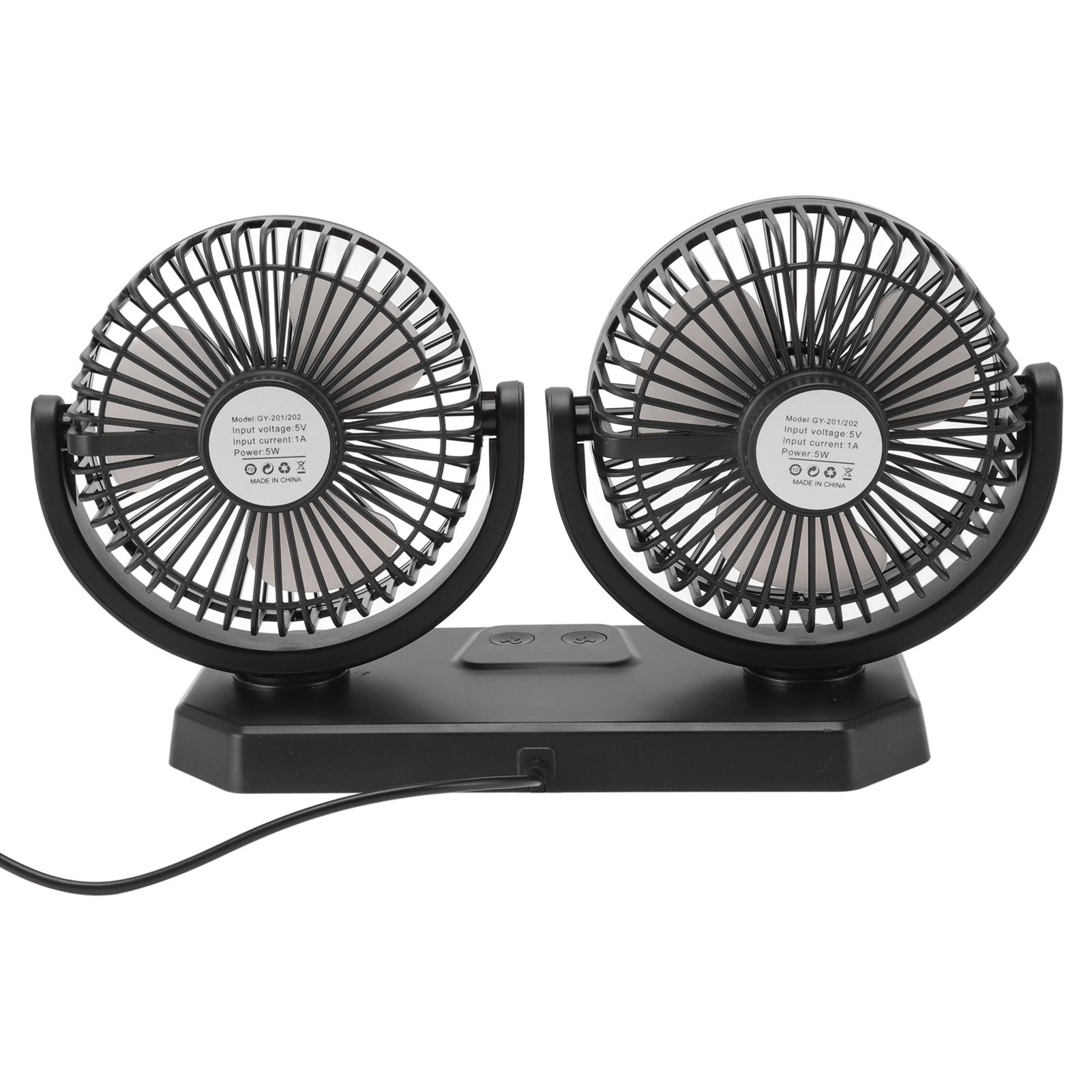 12V Double Head Electric Fan Double Control 3 Gears Strong Wind USB Charging view 9