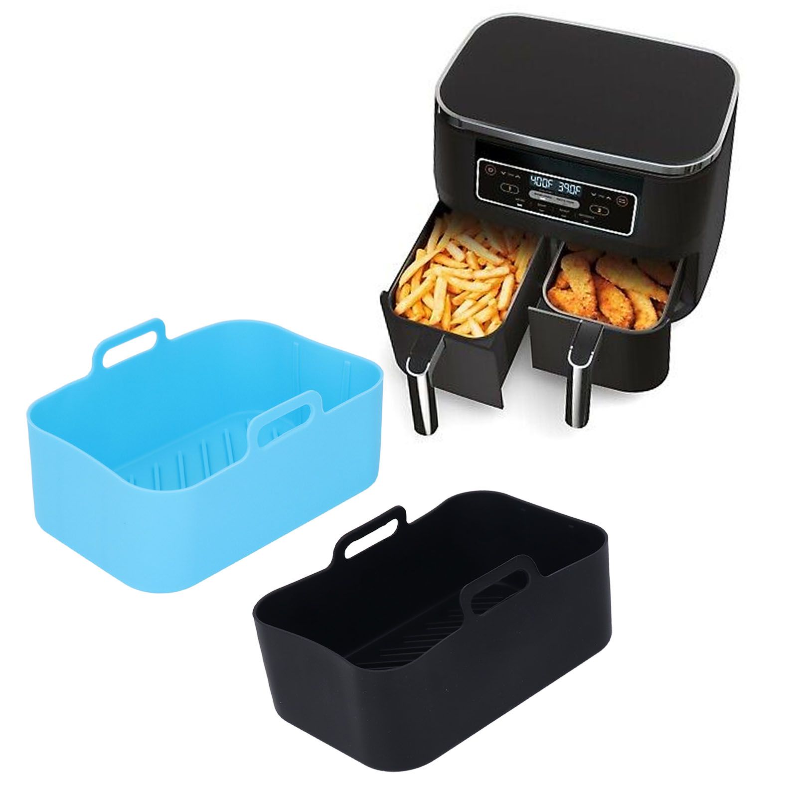 2pcs Fryer Silicone Pot Non Stick Reusable Liner Basket Replacement for Ninja view 12