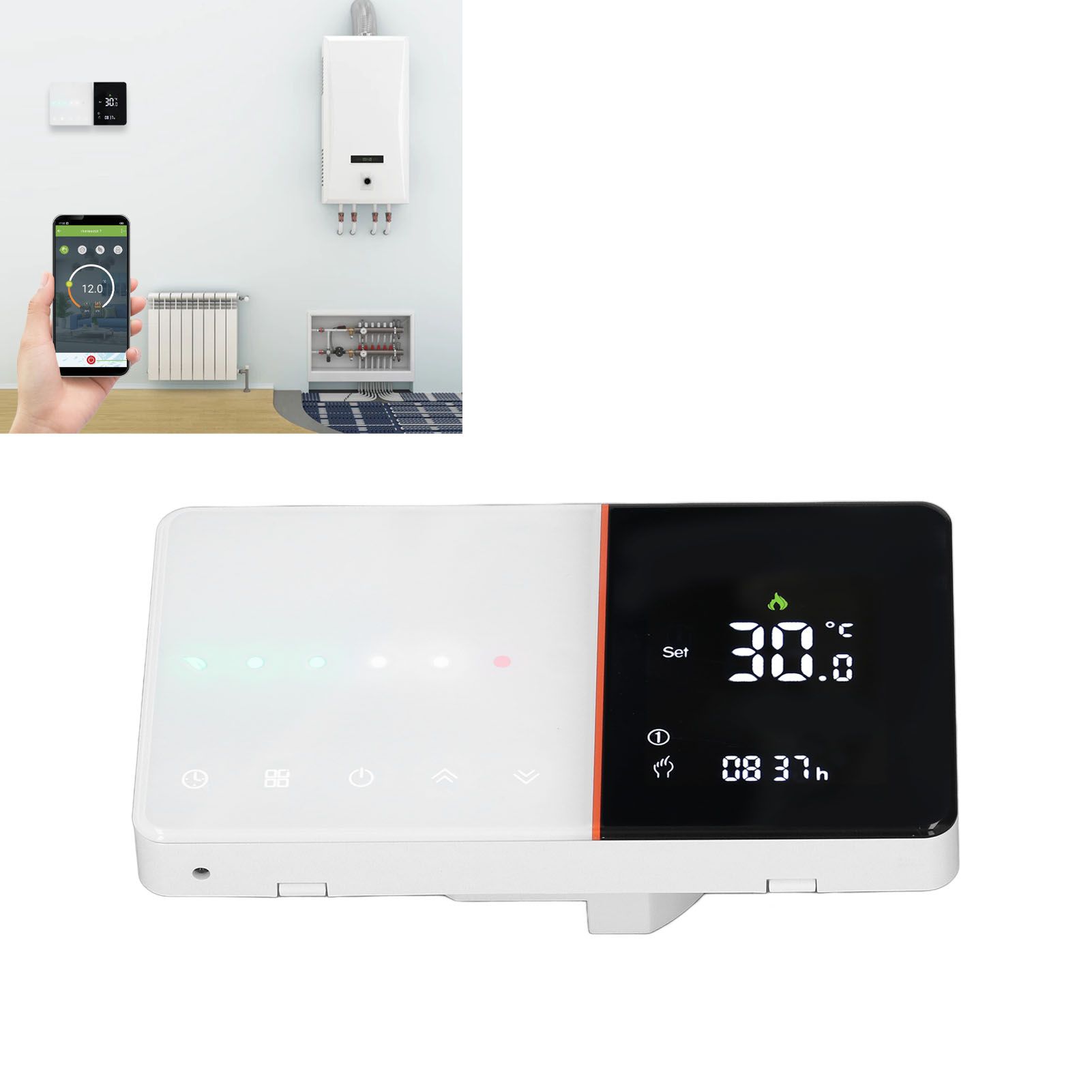 Smart Thermostat Slide Bar Timing Programmable Negative LCD Wifi Voice Control view 12