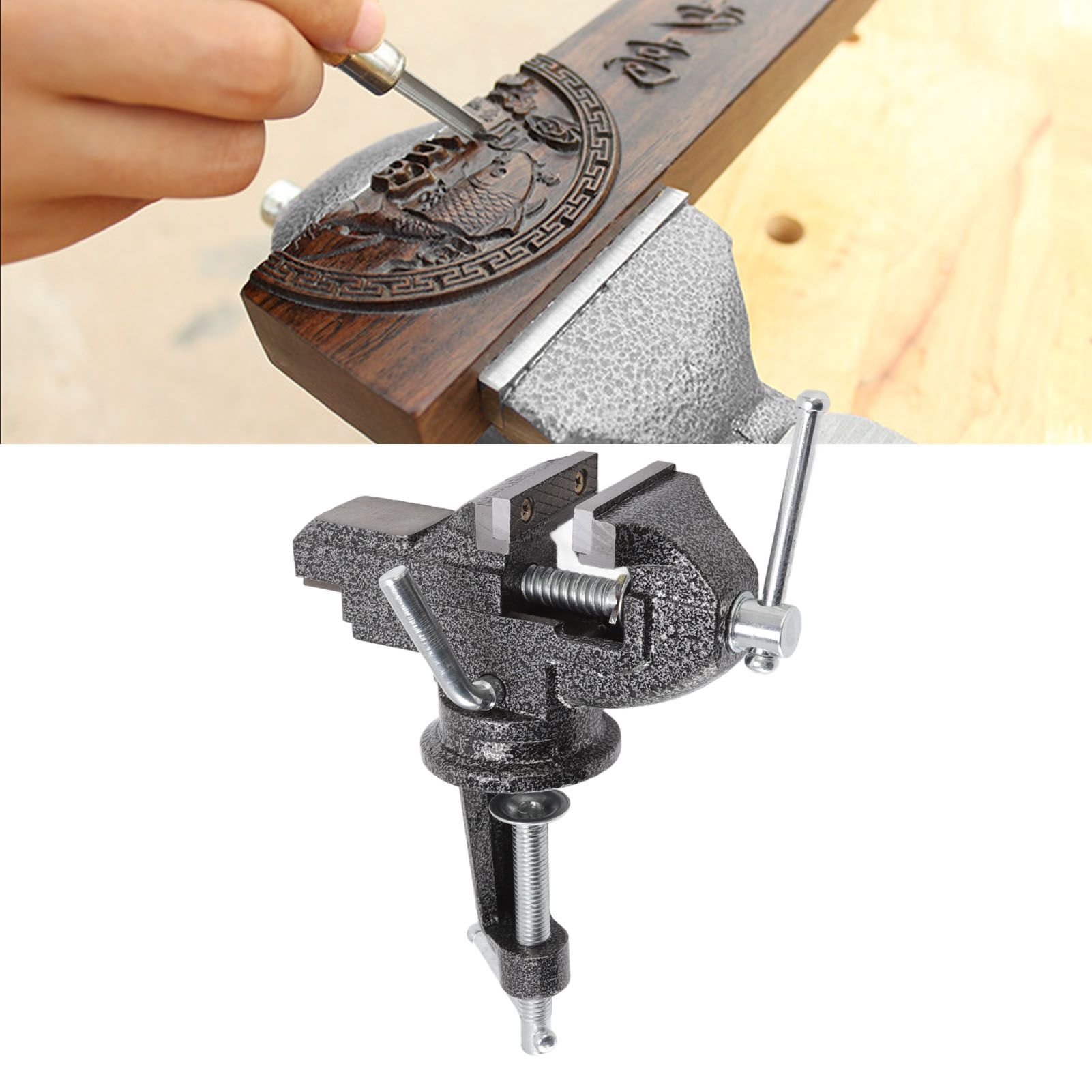 Bench Vise 360 Degree Rotating Cast Steel Small Clamp On Table Vise for view 12