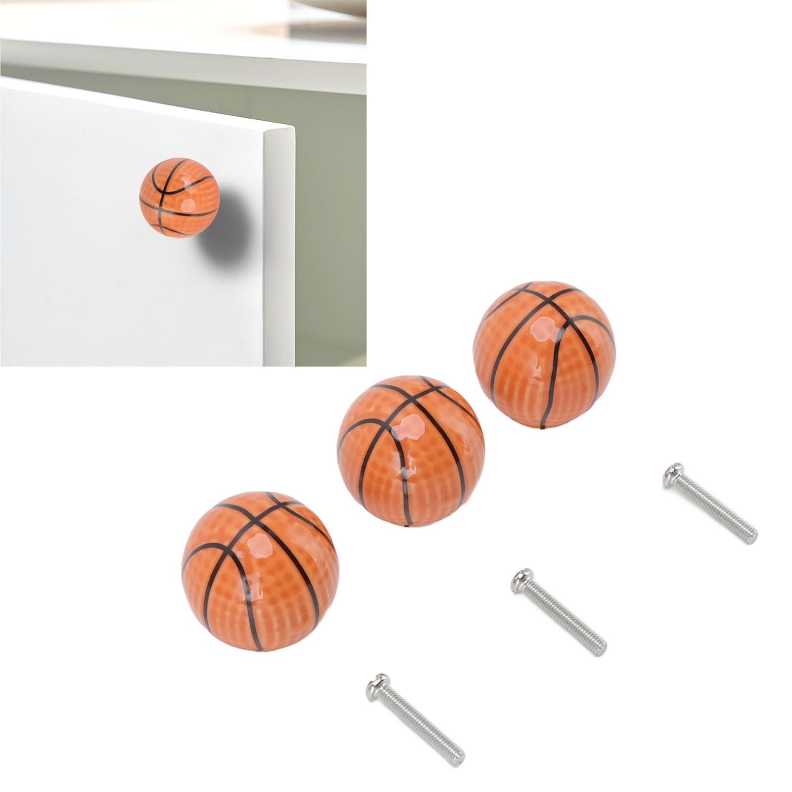 3 Set Basketball Cabinet Kitchen Home Knobs Ball Type Single Hole Drawer view 12