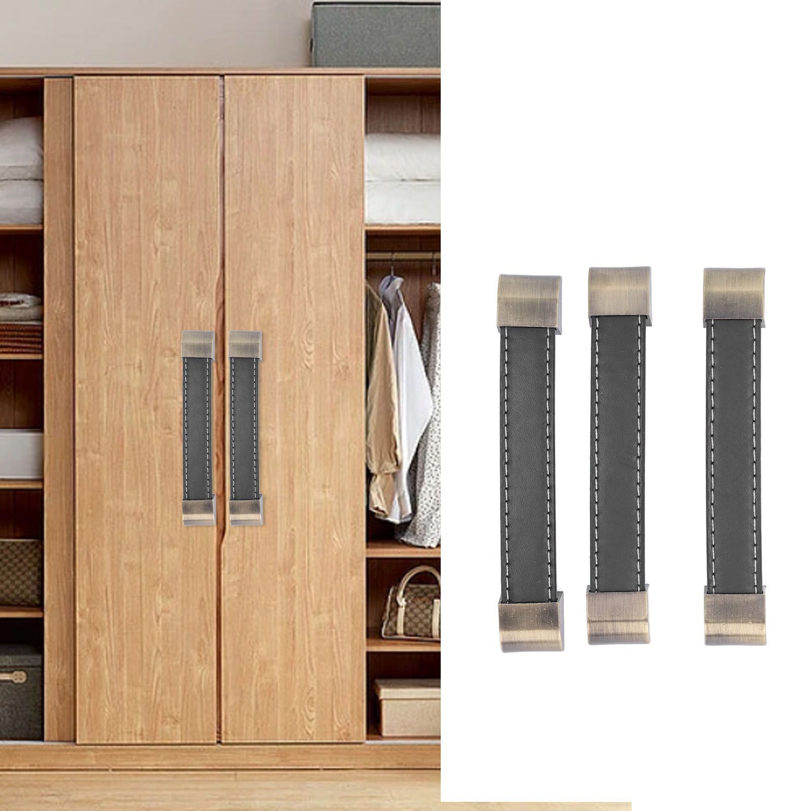 3Pcs Wardrobe Door Leather Handle Antique Drawer Pull Handle Luggage Wine Box view 11