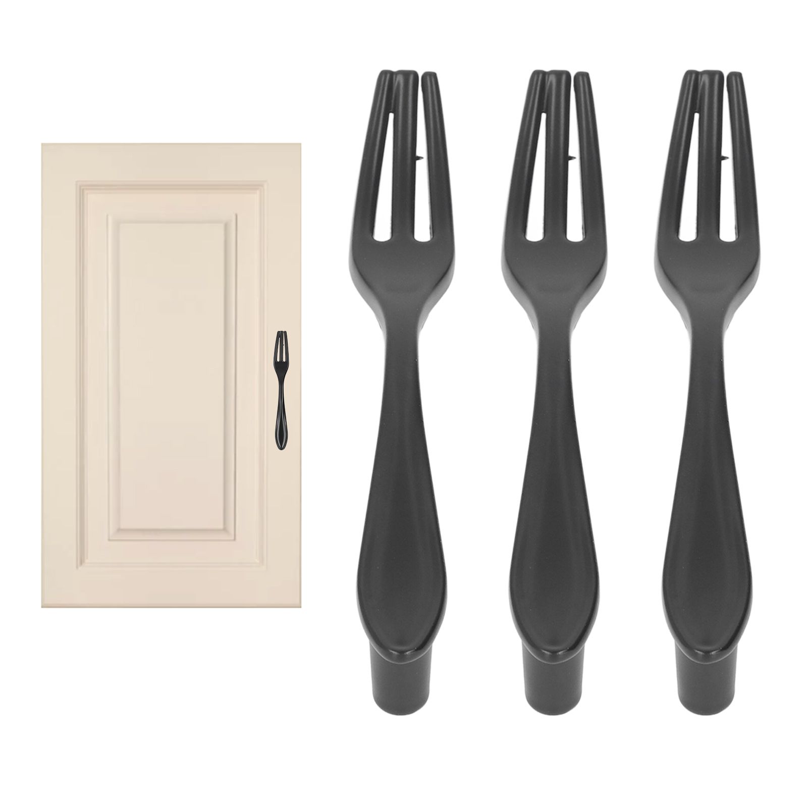 3Set Door Handles Thickened Cutlery Tableware Shaped Cabinet Pulls for Drawer view 11