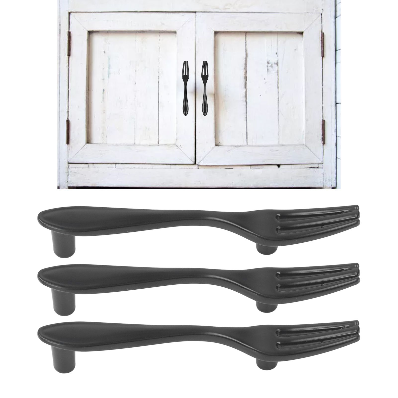 3Set Door Handles Thickened Cutlery Tableware Shaped Cabinet Pulls for Drawer view 12