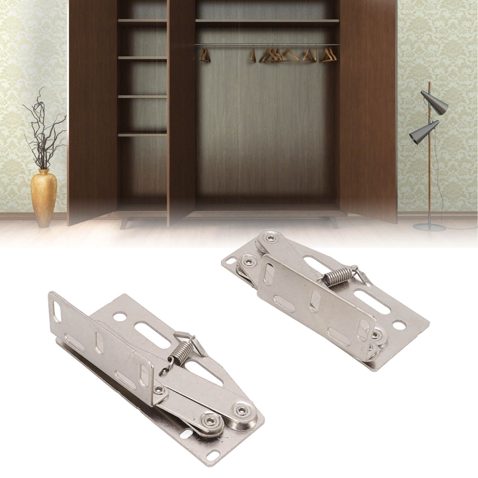 2 Sets Cabinet Door Hinges 45 Degrees Down Flip Door Scissor Spring Hinge view 12