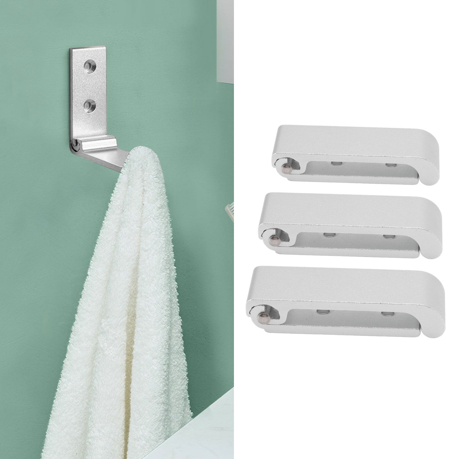 3Pcs Folding Coat Hooks Aluminum Alloy Foldable Wall Hook for Office Bedroom view 11