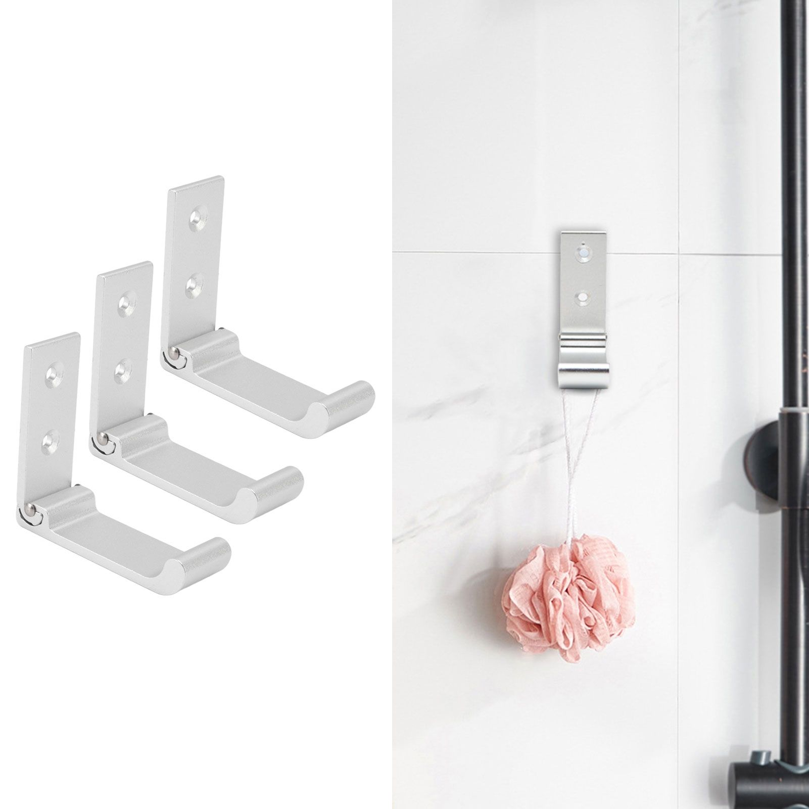 3Pcs Folding Coat Hooks Aluminum Alloy Foldable Wall Hook for Office Bedroom view 12