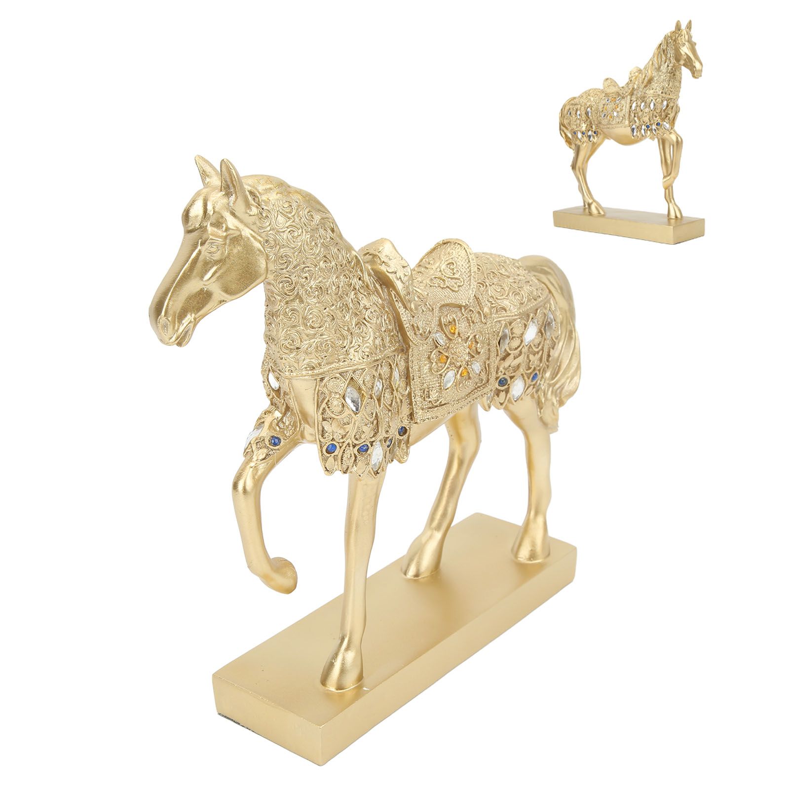 Golden Horse Decor Animal Art Horse Figurine and Statue Ornament for Home Office view 9