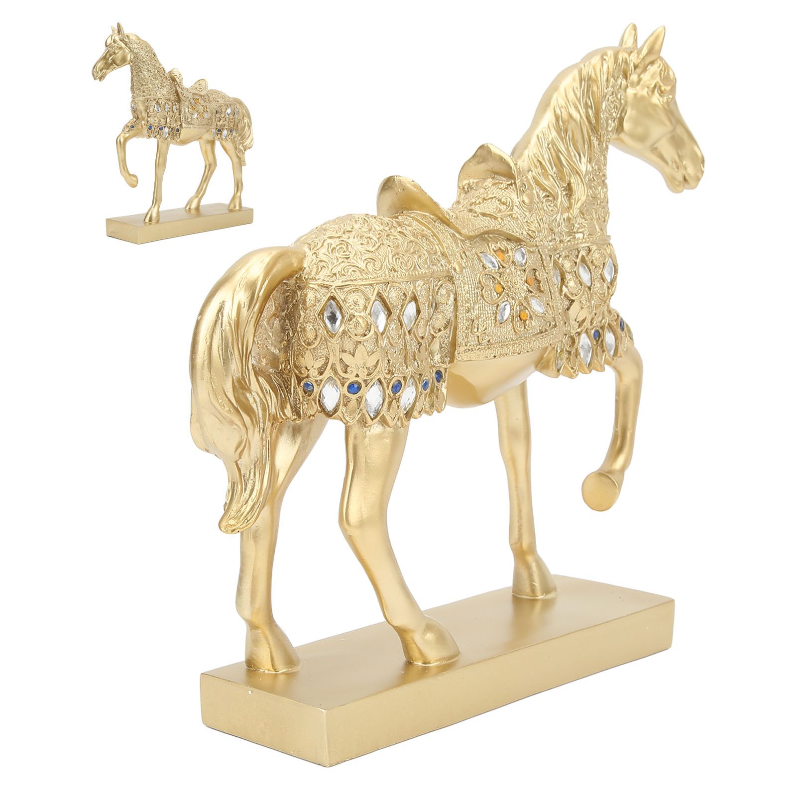 Golden Horse Decor Animal Art Horse Figurine and Statue Ornament for Home Office view 10