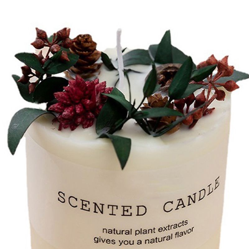 Scented Candle Soy Wax Dry Flower Glass Cover Wood Mat Aromatherapy Candle for view 2