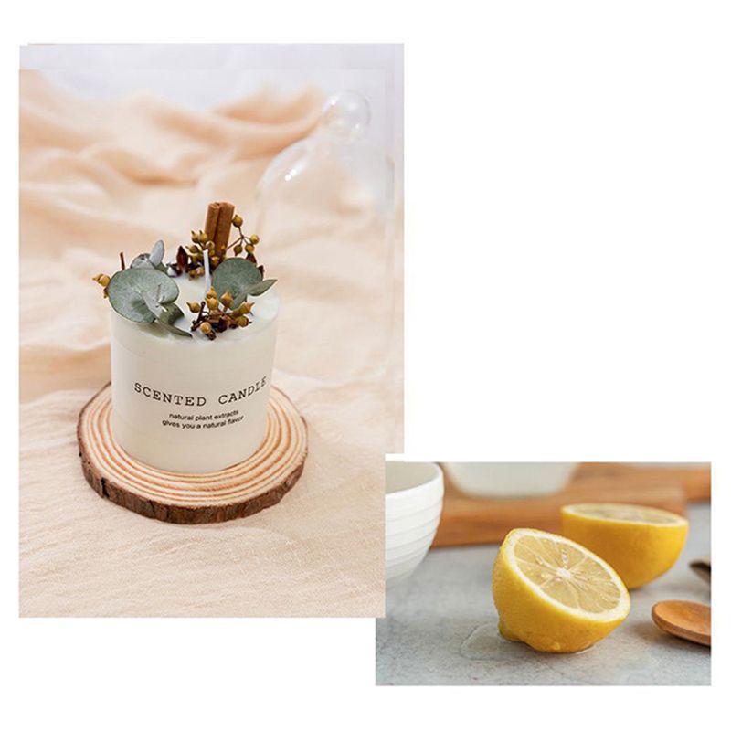 Scented Candle Soy Wax Dry Flower Glass Cover Wood Mat Aromatherapy Candle for view 2