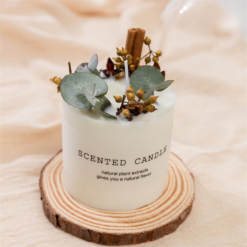 Scented Candle Soy Wax Dry Flower Glass Cover Wood Mat Aromatherapy Candle for view 4