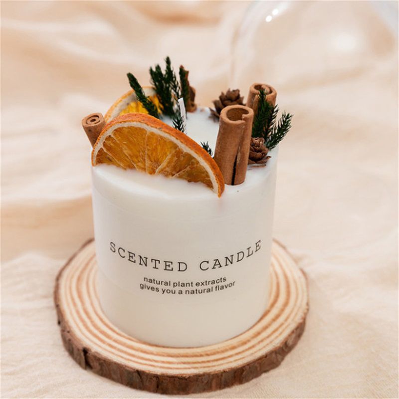 Scented Candle Soy Wax Dry Flower Glass Cover Wood Mat Aromatherapy Candle for view 4