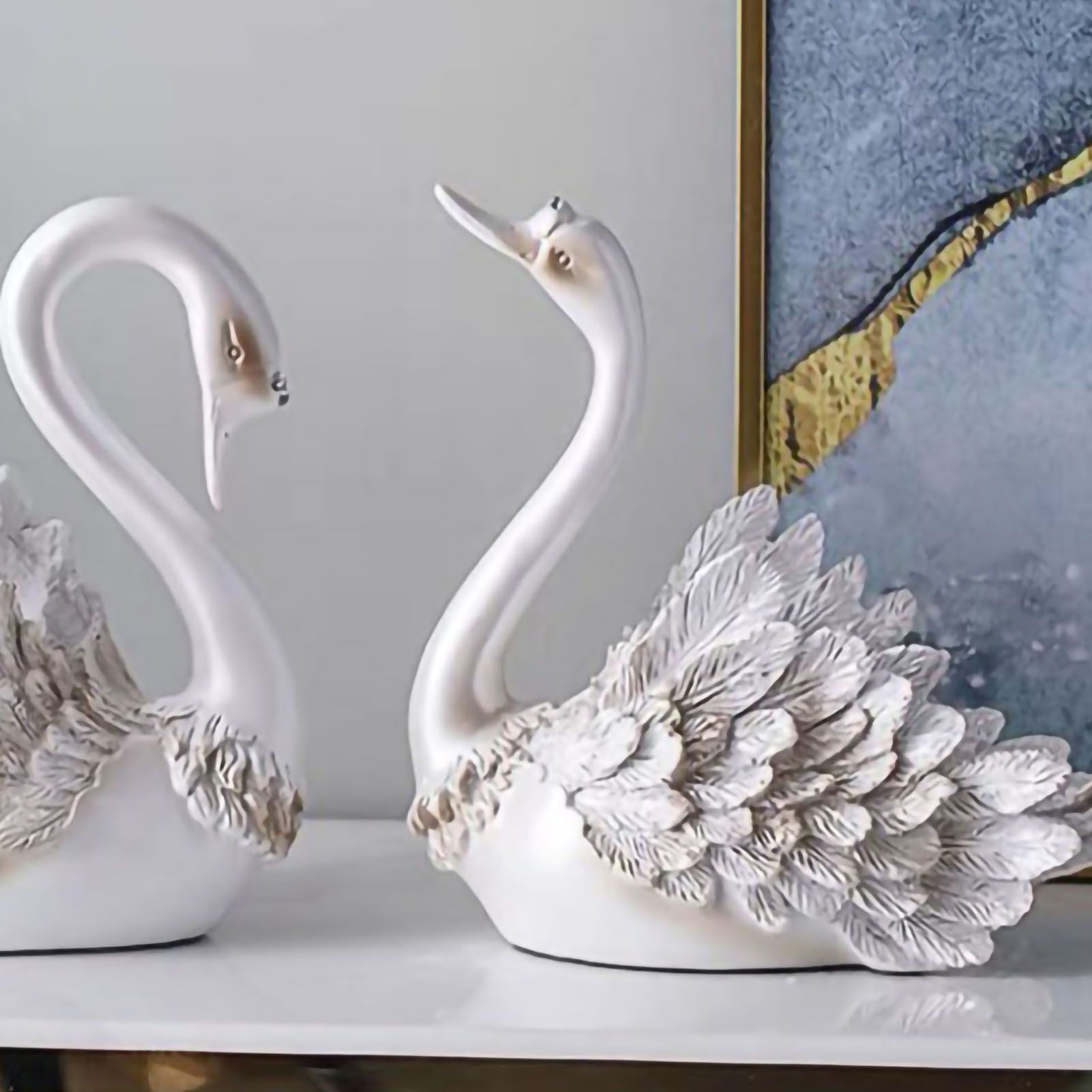 Couple Swan Ornament Living Room TV Cabinet Swan Ornament Modern Home view 3