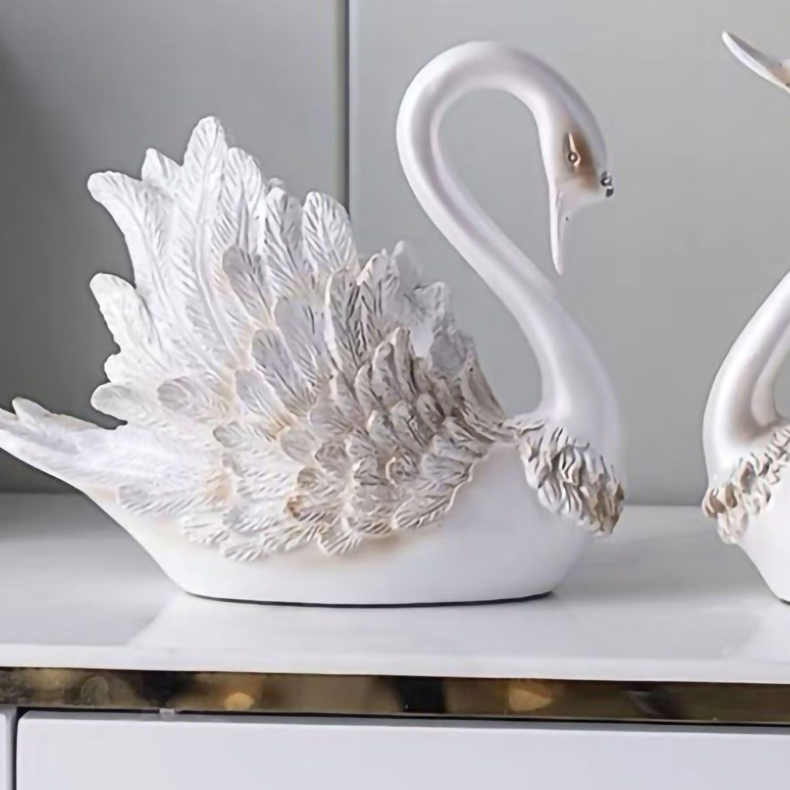 Couple Swan Ornament Living Room TV Cabinet Swan Ornament Modern Home view 5