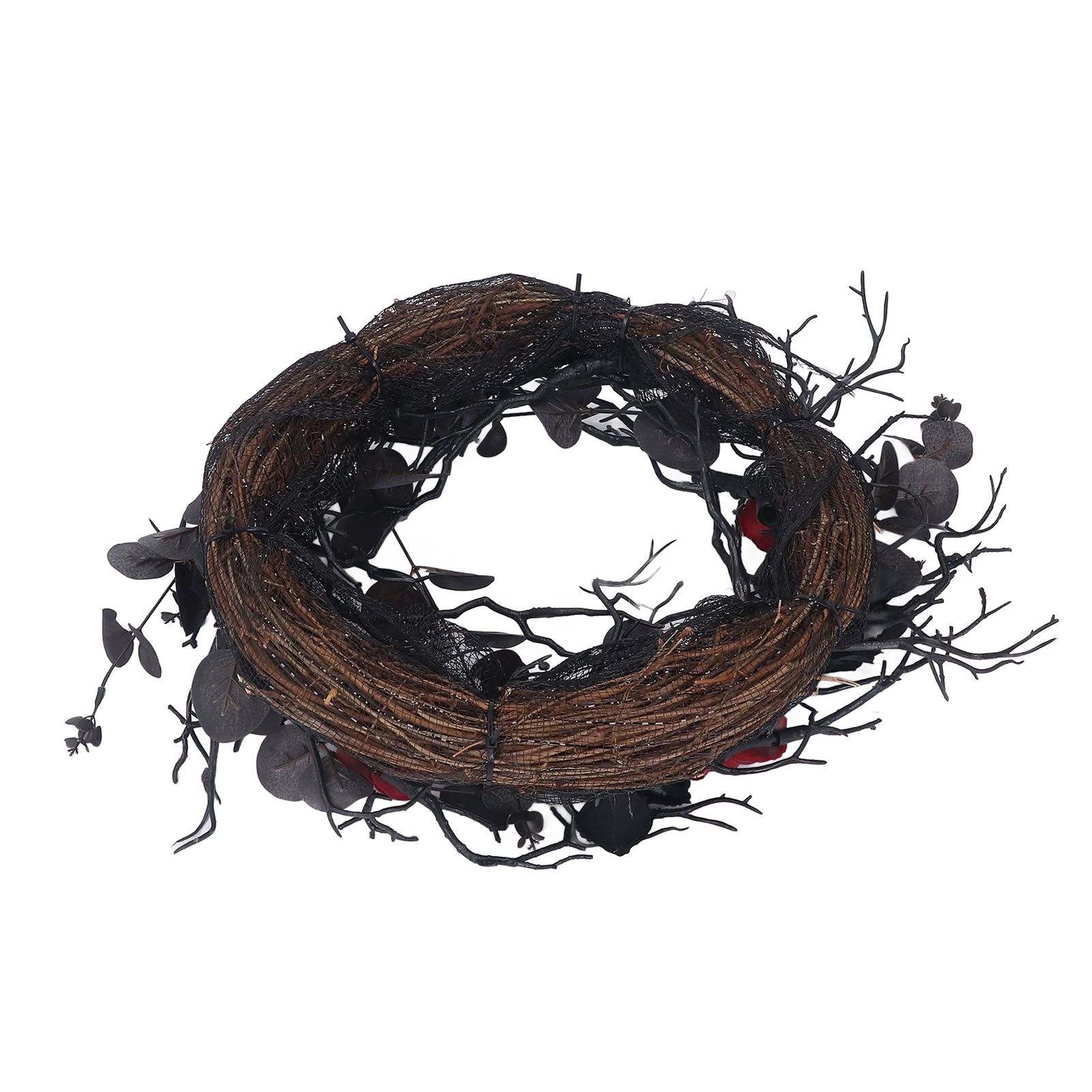 Halloween Wreath Dead Black ABS Artificial Branches Design with Red Flower view 4