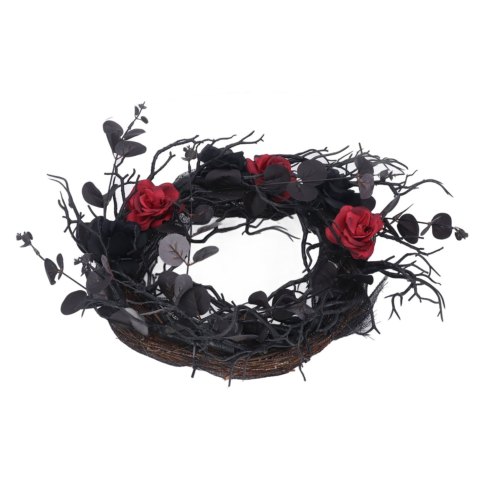 Halloween Wreath Dead Black ABS Artificial Branches Design with Red Flower view 6