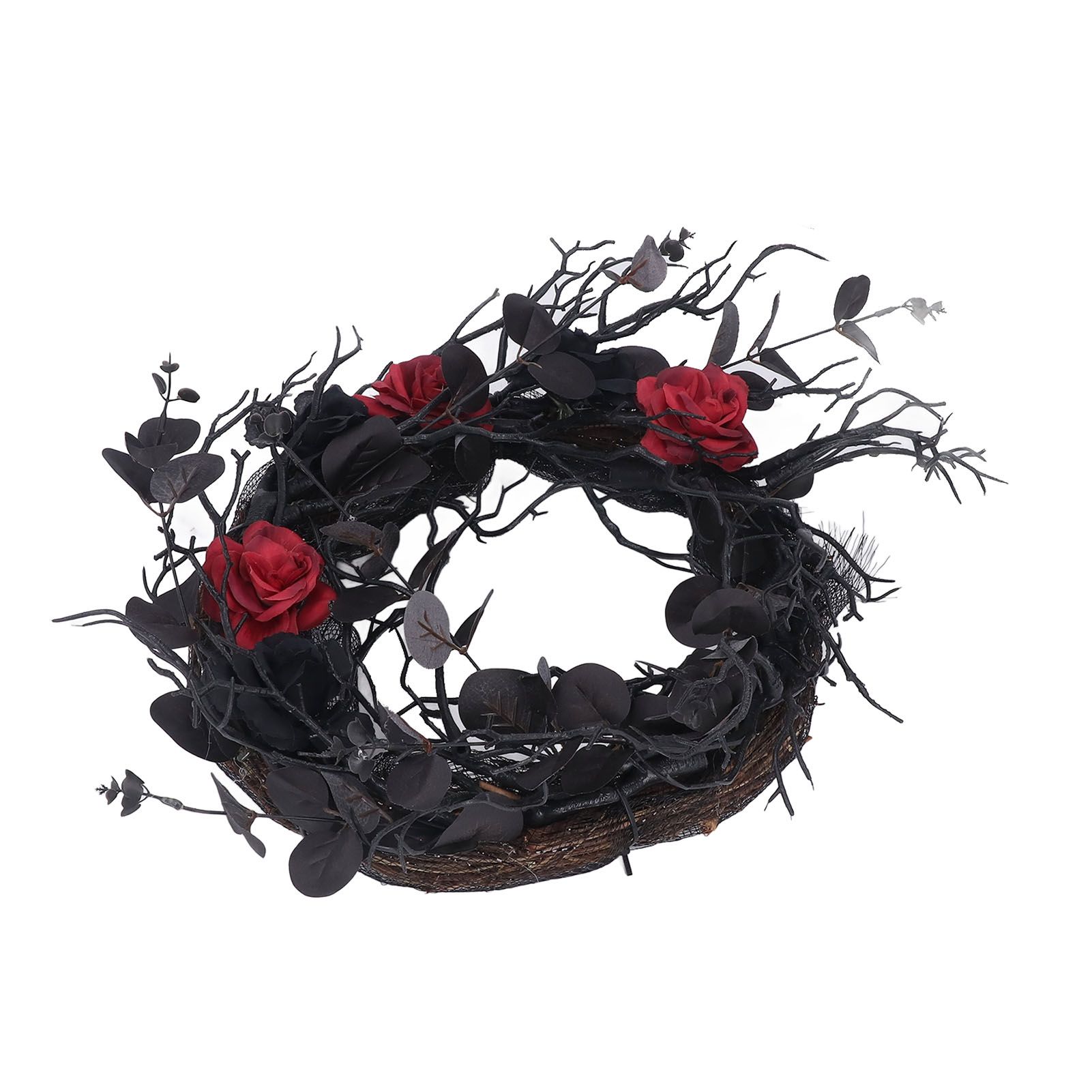 Halloween Wreath Dead Black ABS Artificial Branches Design with Red Flower view 7