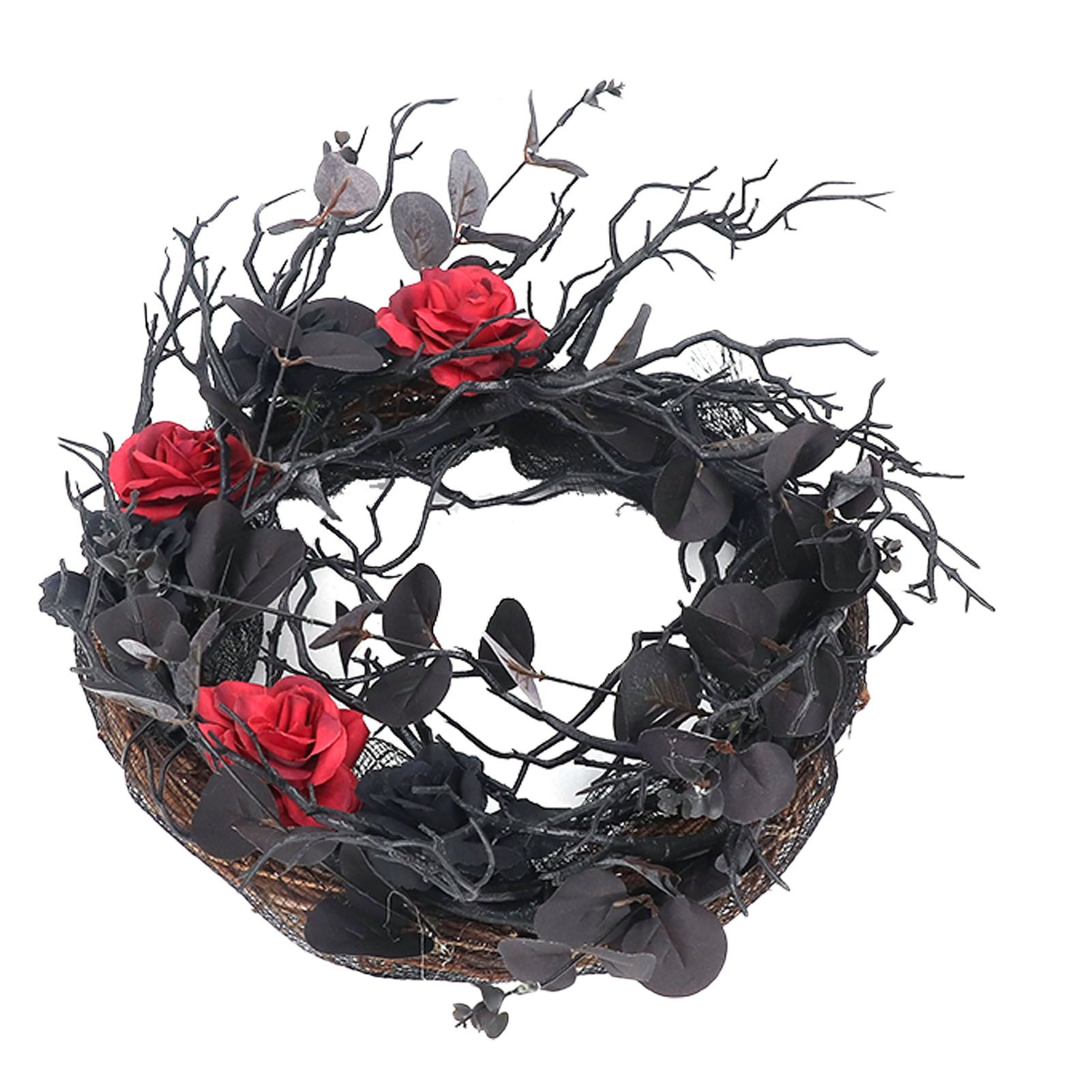 Halloween Wreath Dead Black ABS Artificial Branches Design with Red Flower view 8