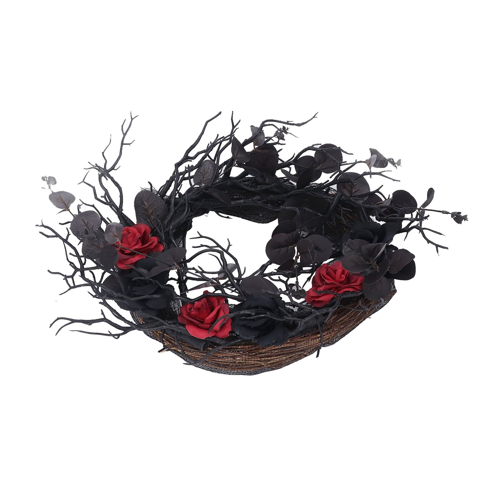 Halloween Wreath Dead Black ABS Artificial Branches Design with Red Flower view 9
