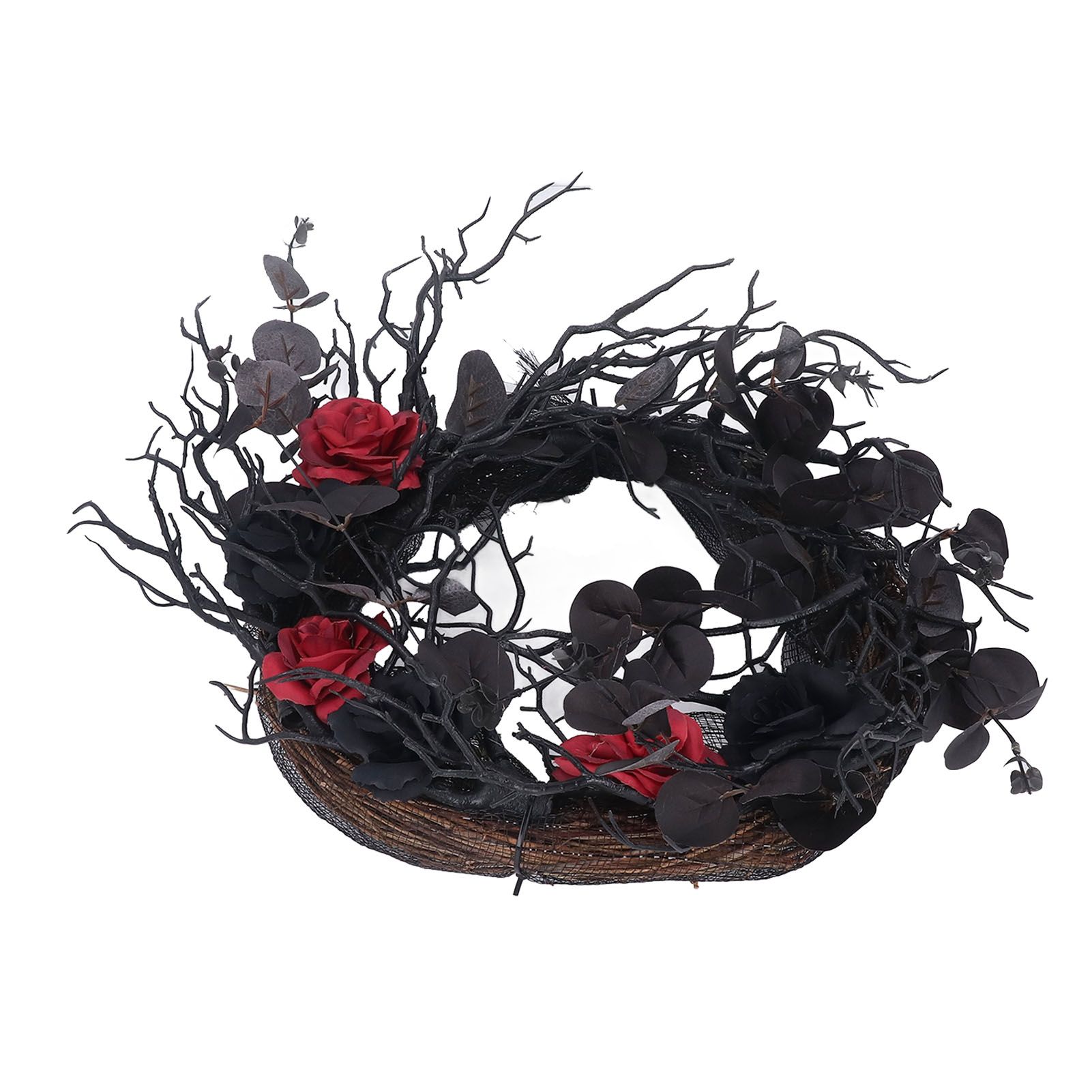 Halloween Wreath Dead Black ABS Artificial Branches Design with Red Flower view 10