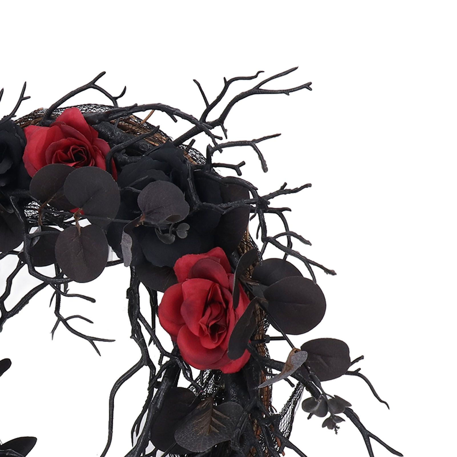 Halloween Wreath Dead Black ABS Artificial Branches Design with Red Flower view 13
