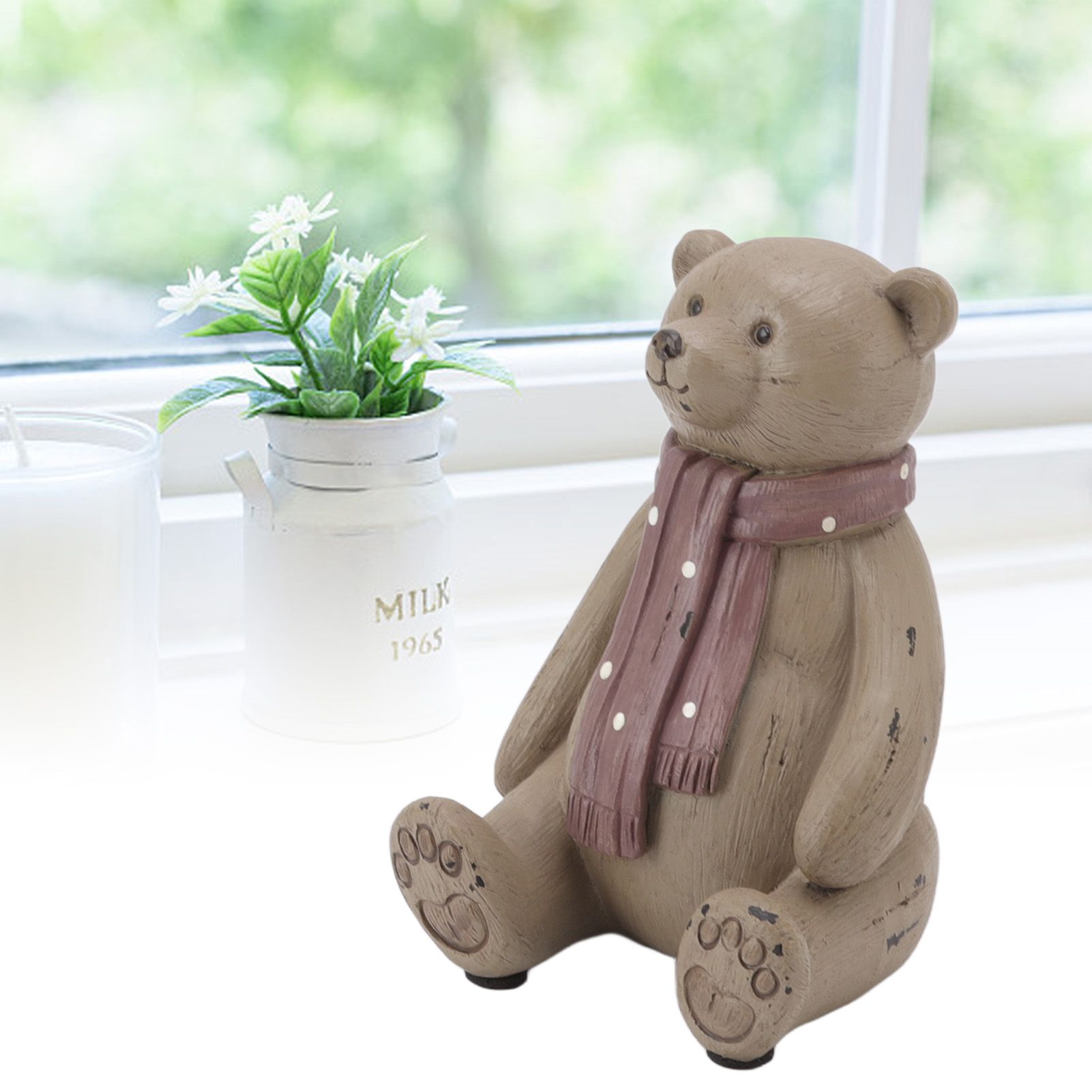 Scarf Bear Ornament Exquisite Workmanship Resin Bear Statue with Antislip Soft view 11