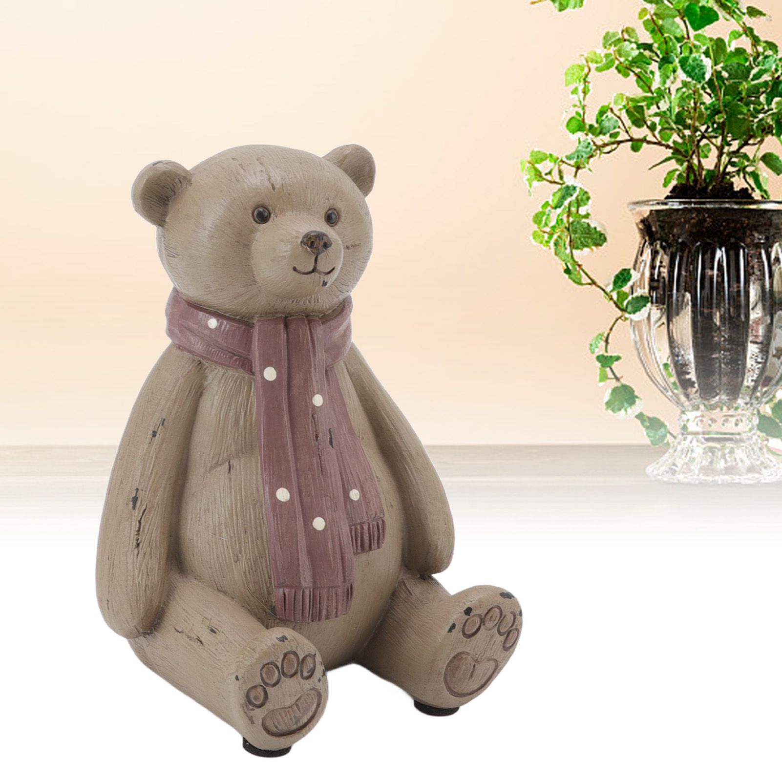 Scarf Bear Ornament Exquisite Workmanship Resin Bear Statue with Antislip Soft view 12
