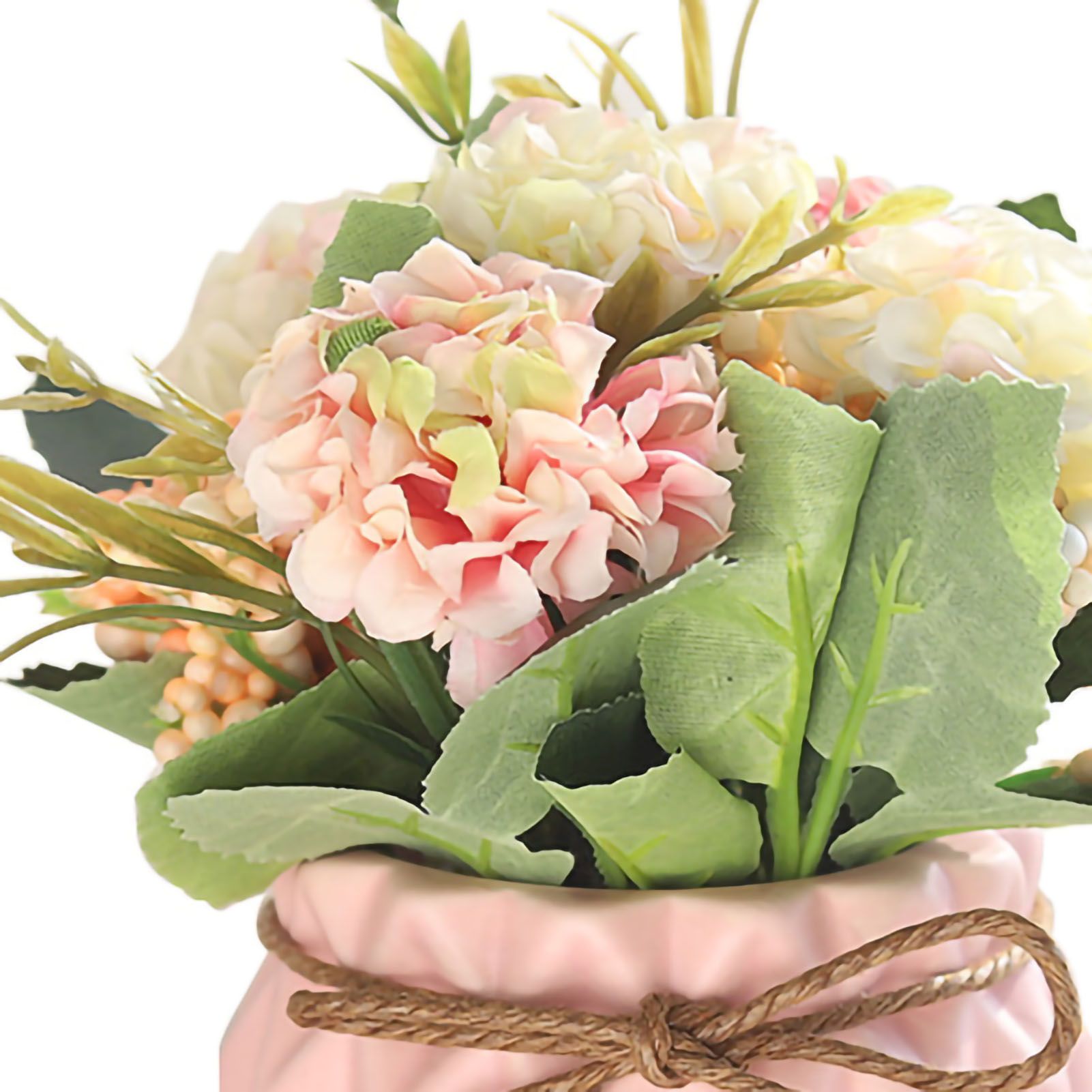 Artificial Fake Potted Flowers Bouquet Hydrangea with Vase for Dining Table view 4