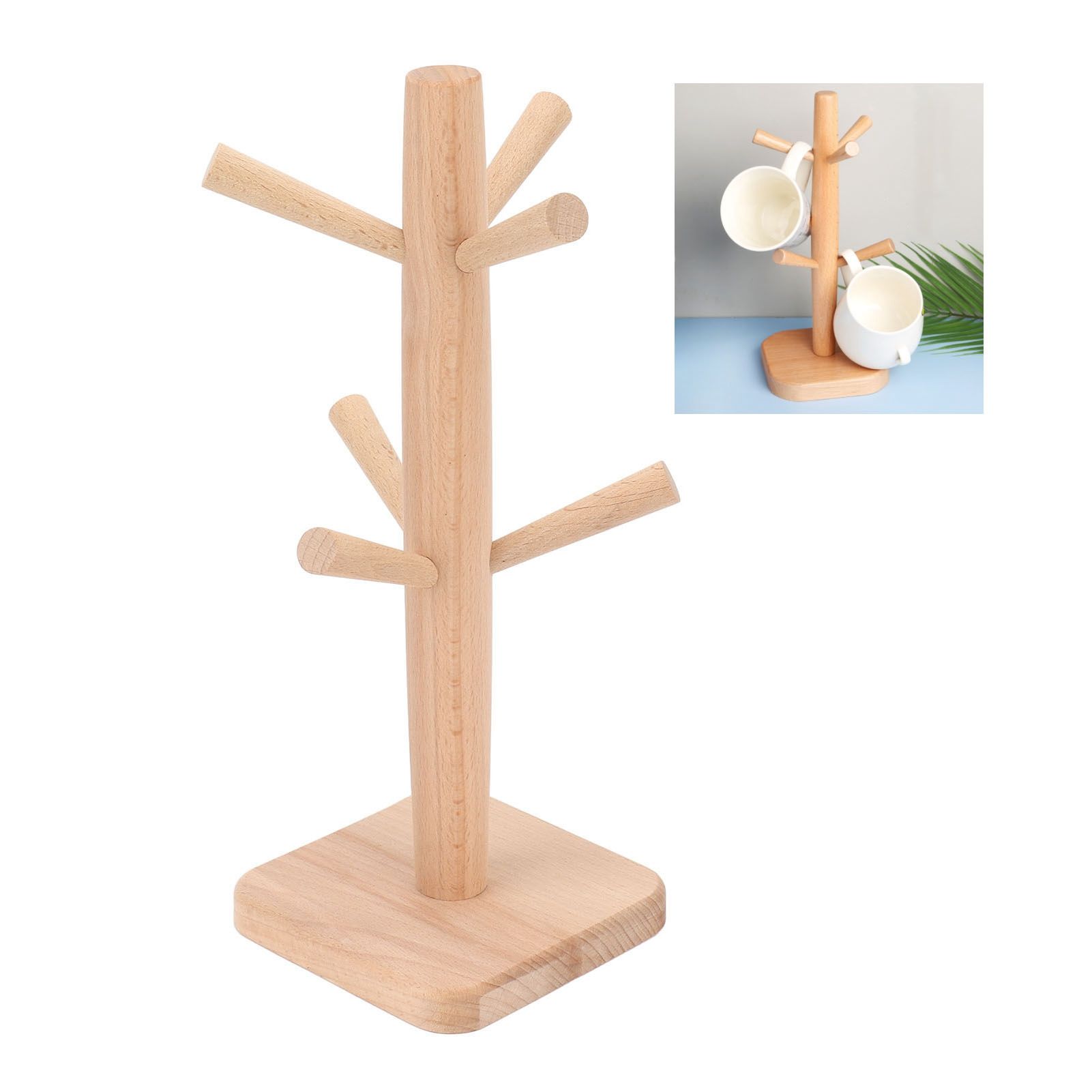 Coffee Cup Holder Beech Furrow Design in Bulk Mug Tree Cup Storage Rack for view 12