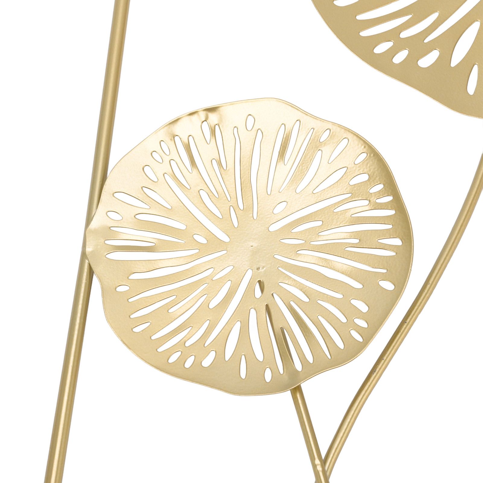 Iron Hanging Wall Decor Hollowed Rectangular Golden Flower Home Ornament for view 14