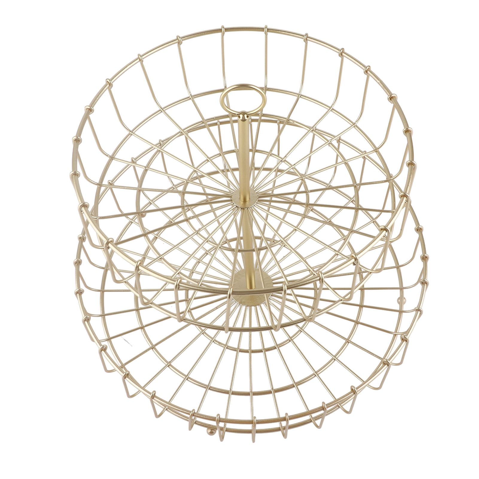 2 Tier Fruit Basket Iron Round Golden Nordic Household Snack Storage Tray for view 3