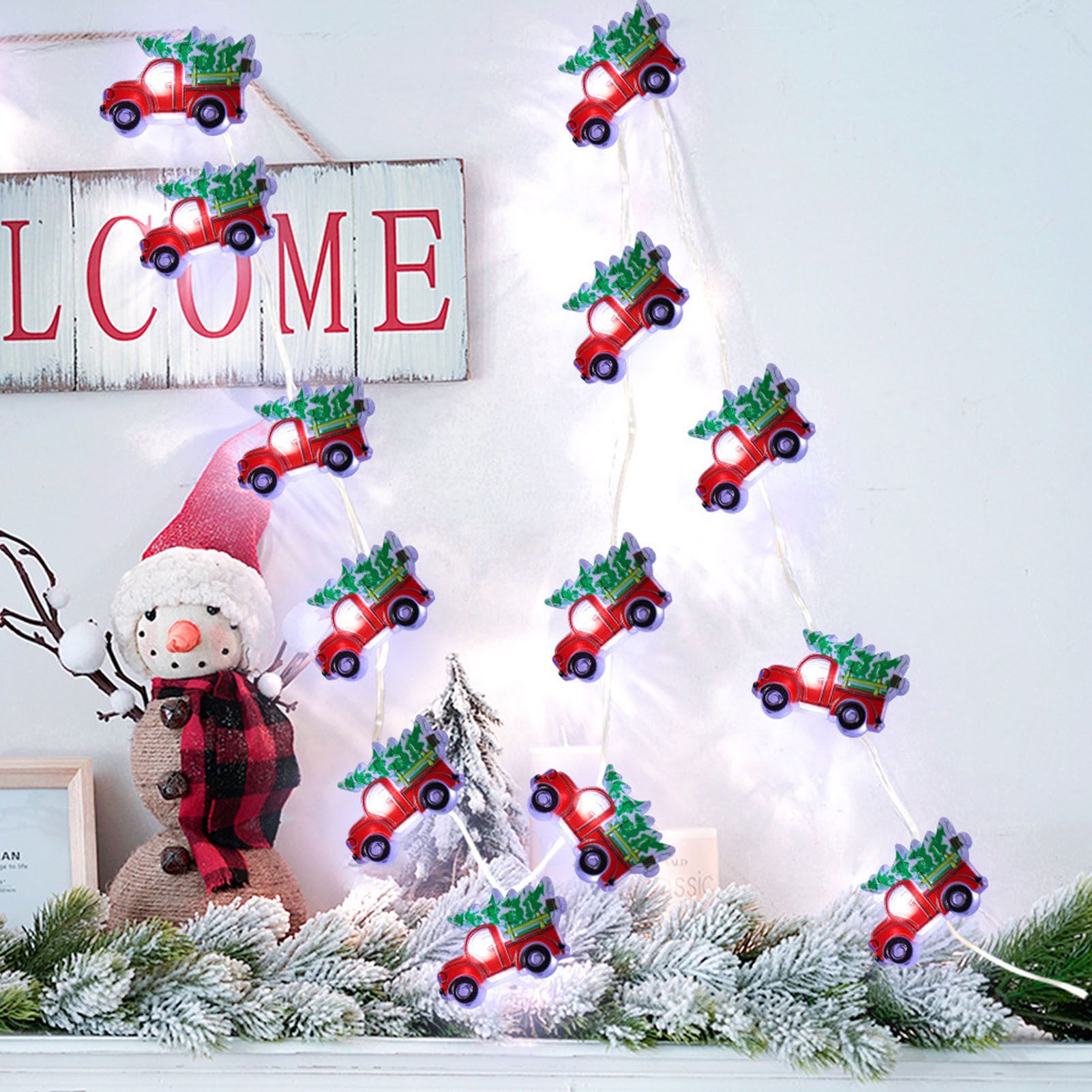 Christmas Tree Farmhouse Truck String Lights Lightweight Christmas Red Truck view 12