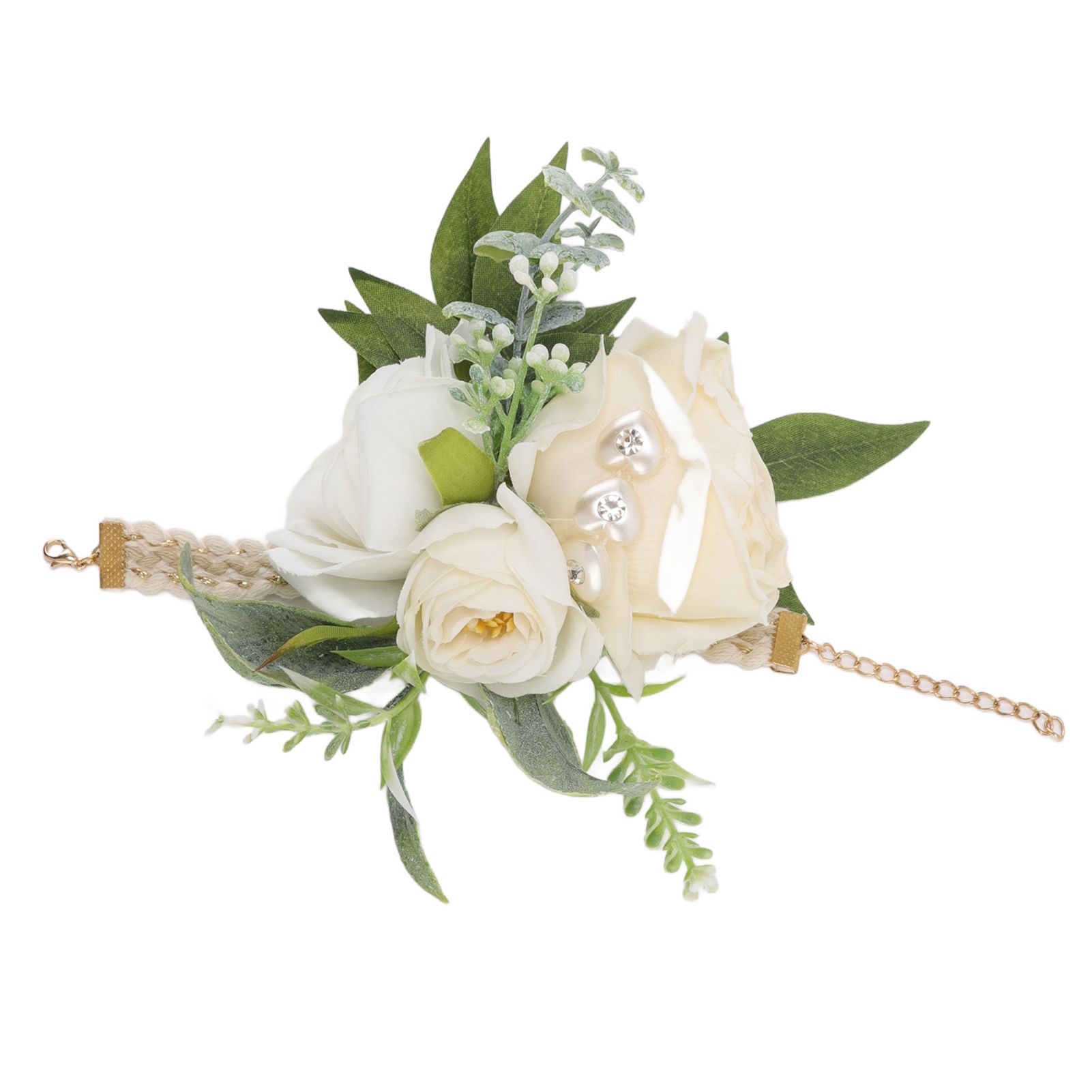 Wrist Corsages for Wedding Bride Wrist Flower Decorative White Roses and Green