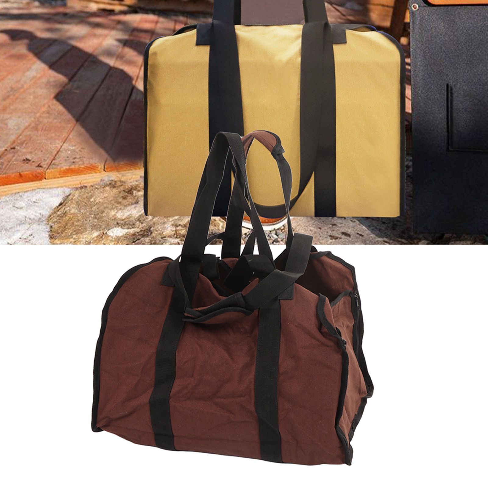 Firewood Bag Large Capacity Heavy Duty Wearable Canvas Outdoor Firewood view 11