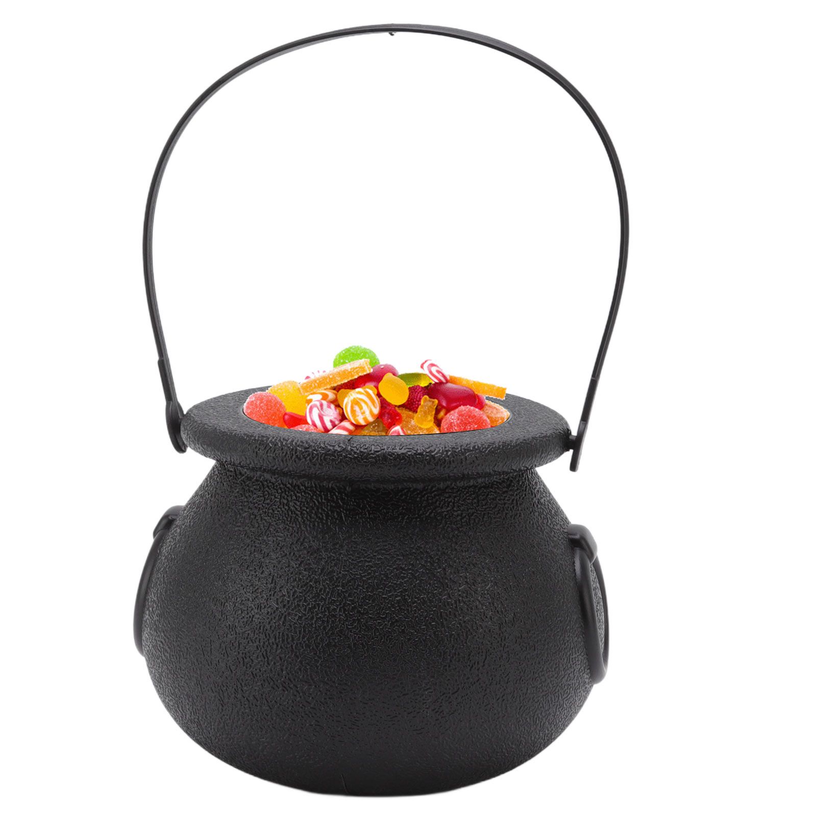 Candy Bucket Plastic Black Portable Cauldron Kettle Halloween Party Decoration view 11