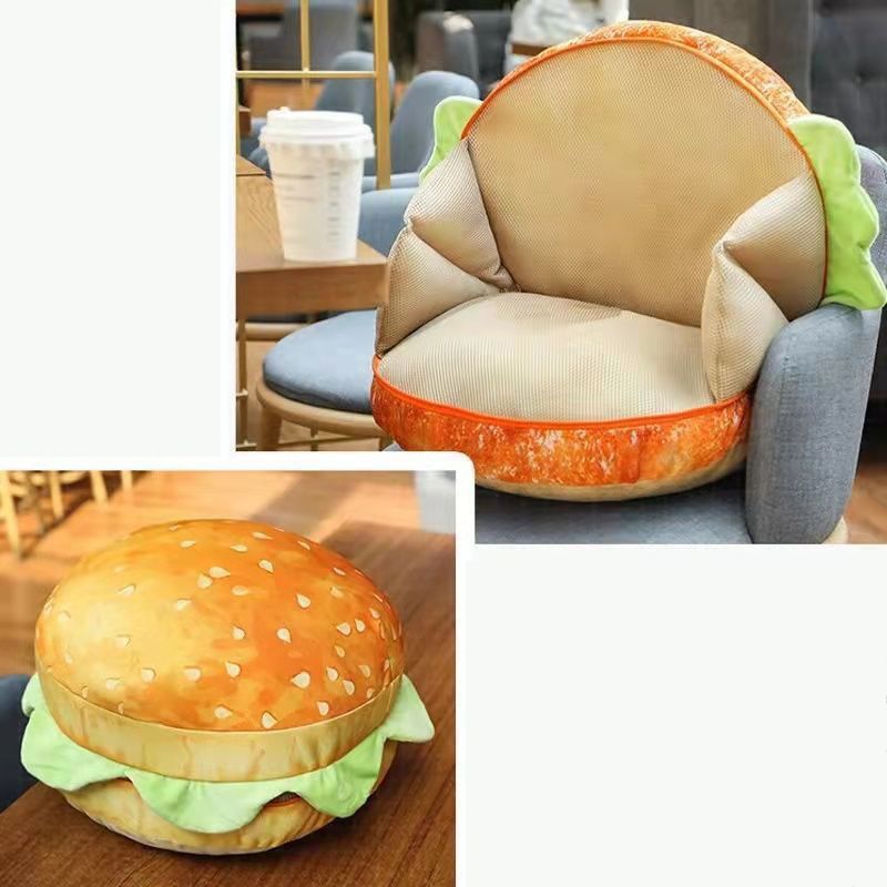 Hamburger Throw Pillow Multipurpose Plush and PP Cotton Back Pillow for view 3