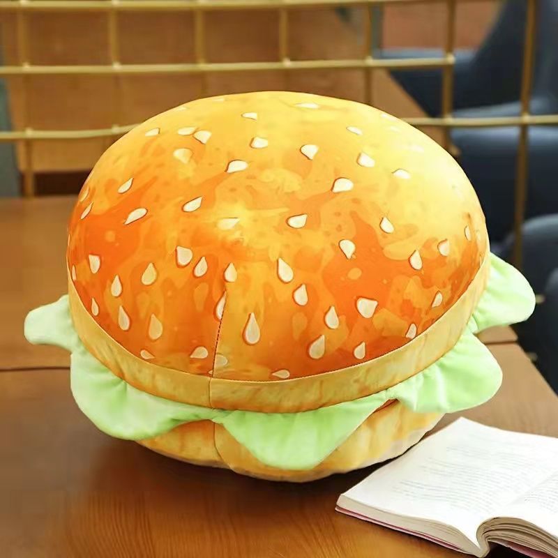 Hamburger Throw Pillow Multipurpose Plush and PP Cotton Back Pillow for view 4
