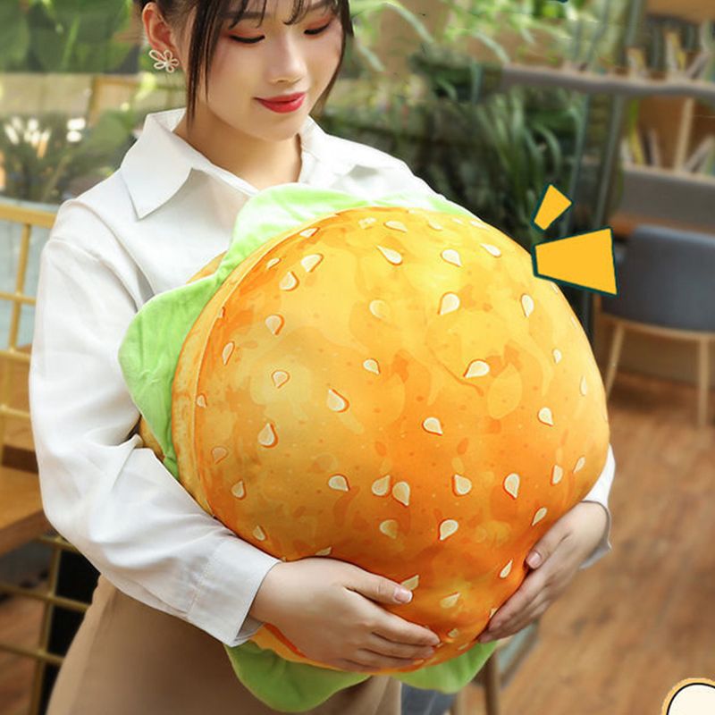 Hamburger Throw Pillow Multipurpose Plush and PP Cotton Back Pillow for view 6