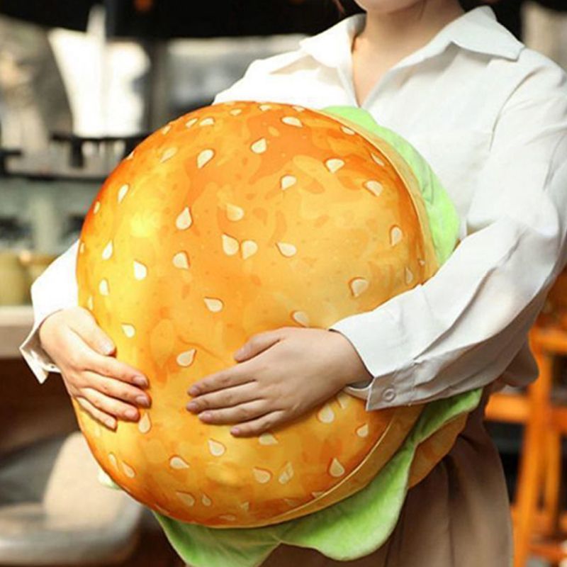 Hamburger Throw Pillow Multipurpose Plush and PP Cotton Back Pillow for view 7
