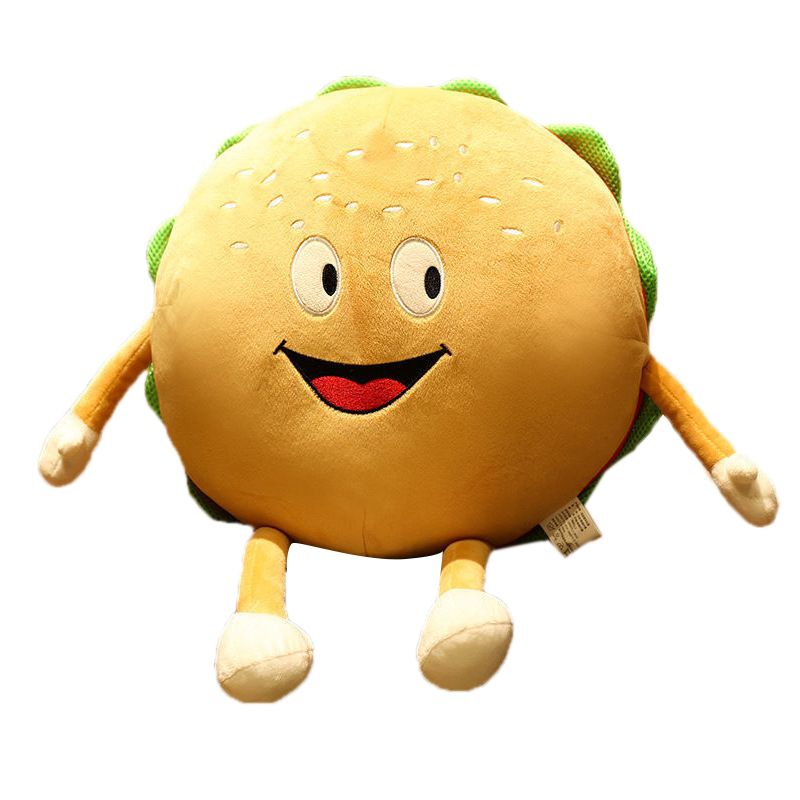 Hamburger Throw Pillow Multipurpose Plush and PP Cotton Back Pillow for