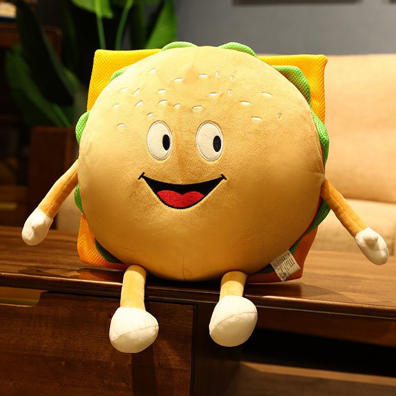 Hamburger Throw Pillow Multipurpose Plush and PP Cotton Back Pillow for view 5