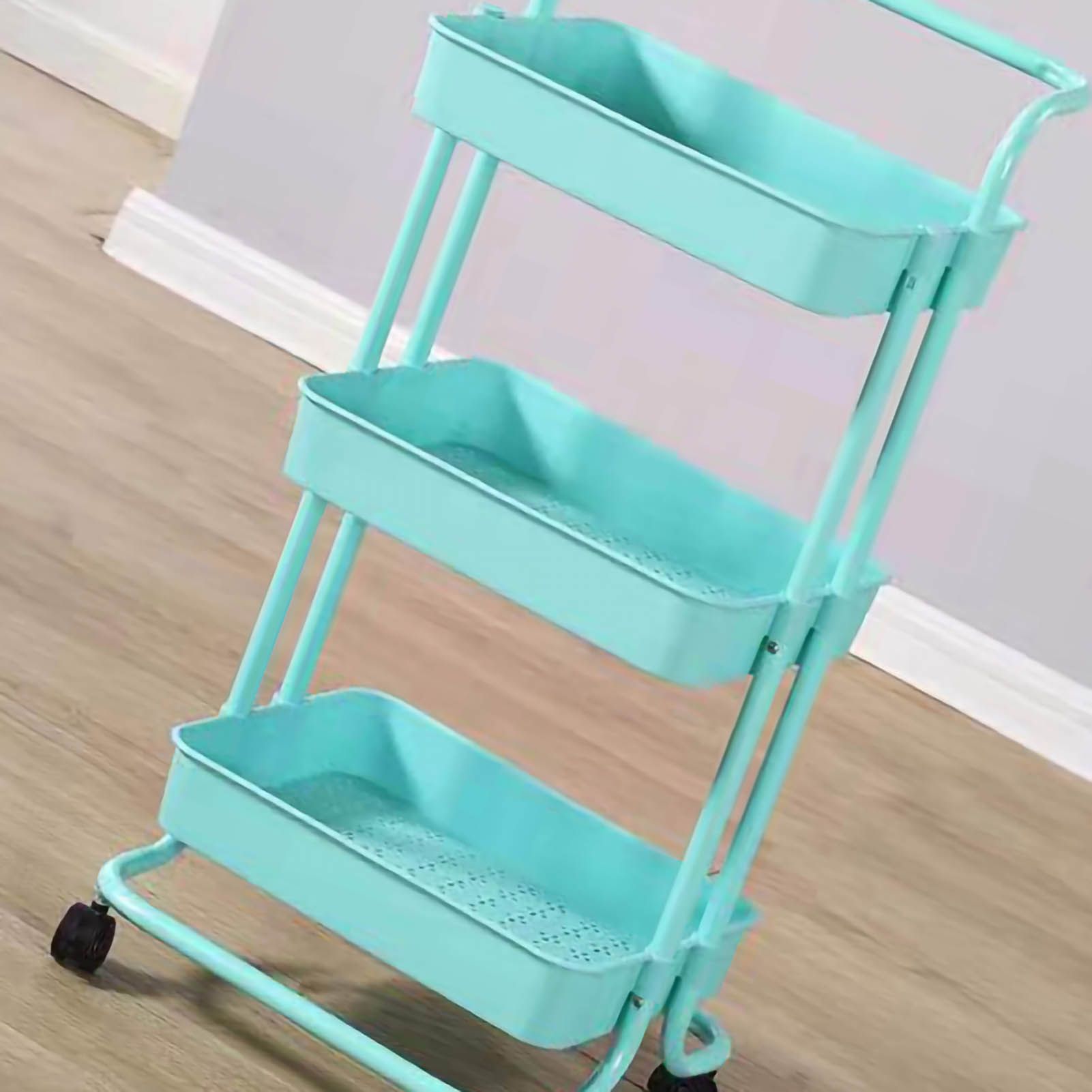 Heavy Duty 3 Tier Utility Rolling Cart Stylish Multifunctional Storage view 3