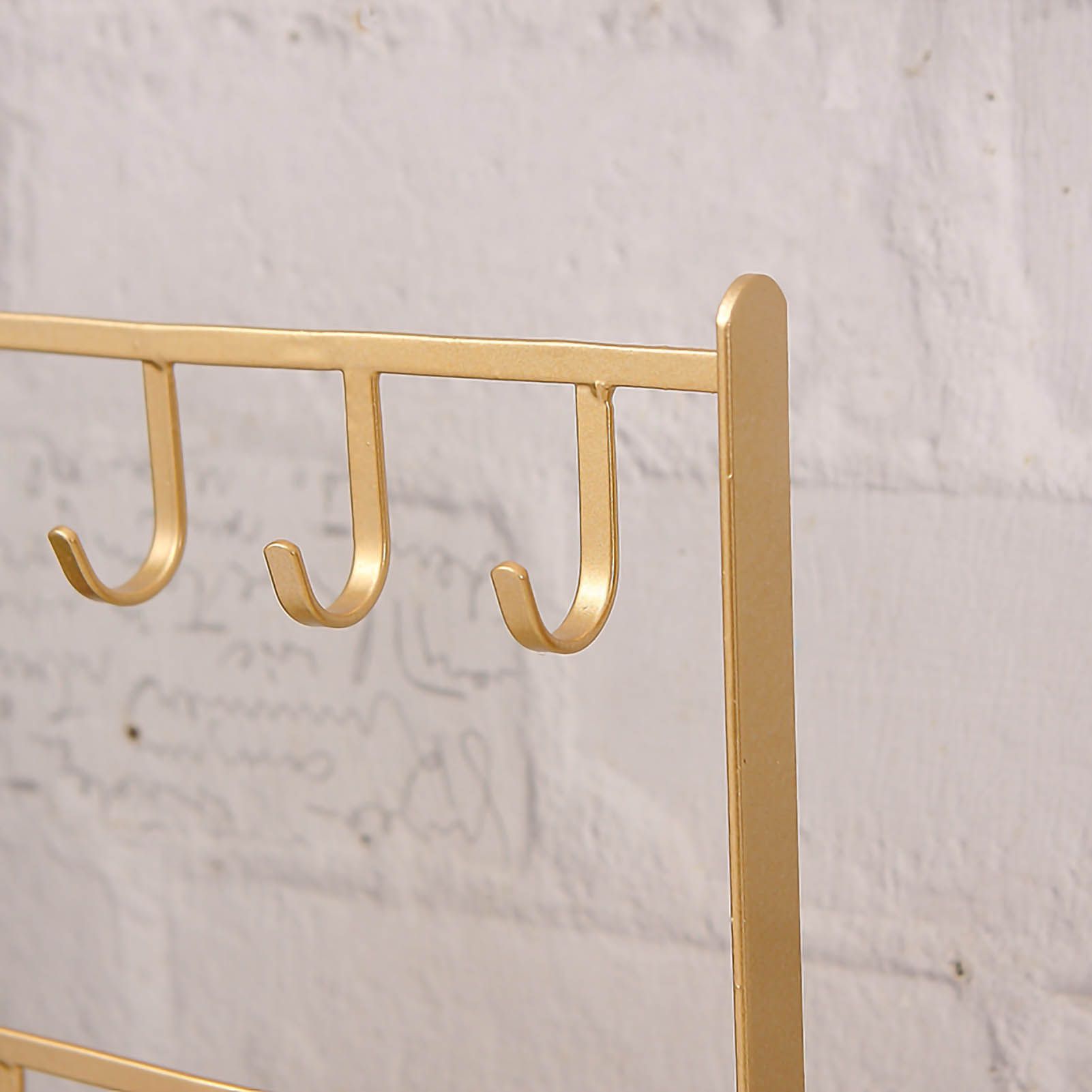 Jewelry Display Organizer Stand Hooks Golden Iron Display Rack for Necklace view 4