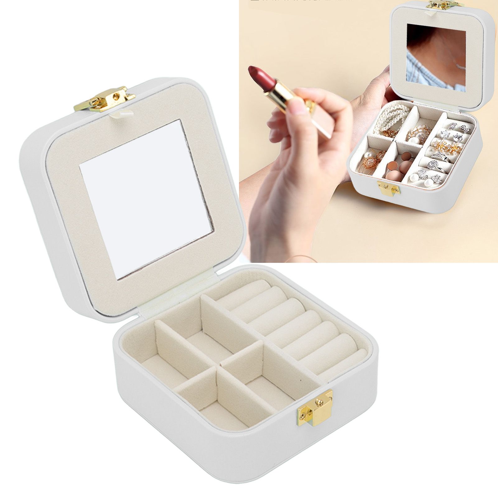 Jewelry Case Small Jewelry Box Organizer Display Storage Portable for Rings view 11