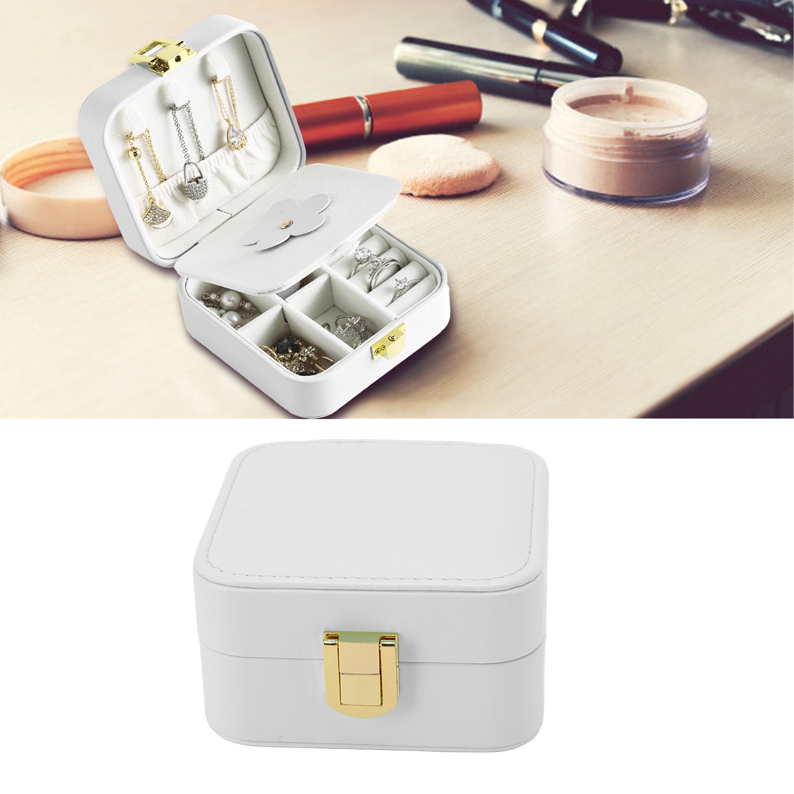 Jewelry Case Small Jewelry Box Organizer Display Storage Portable for Rings view 12