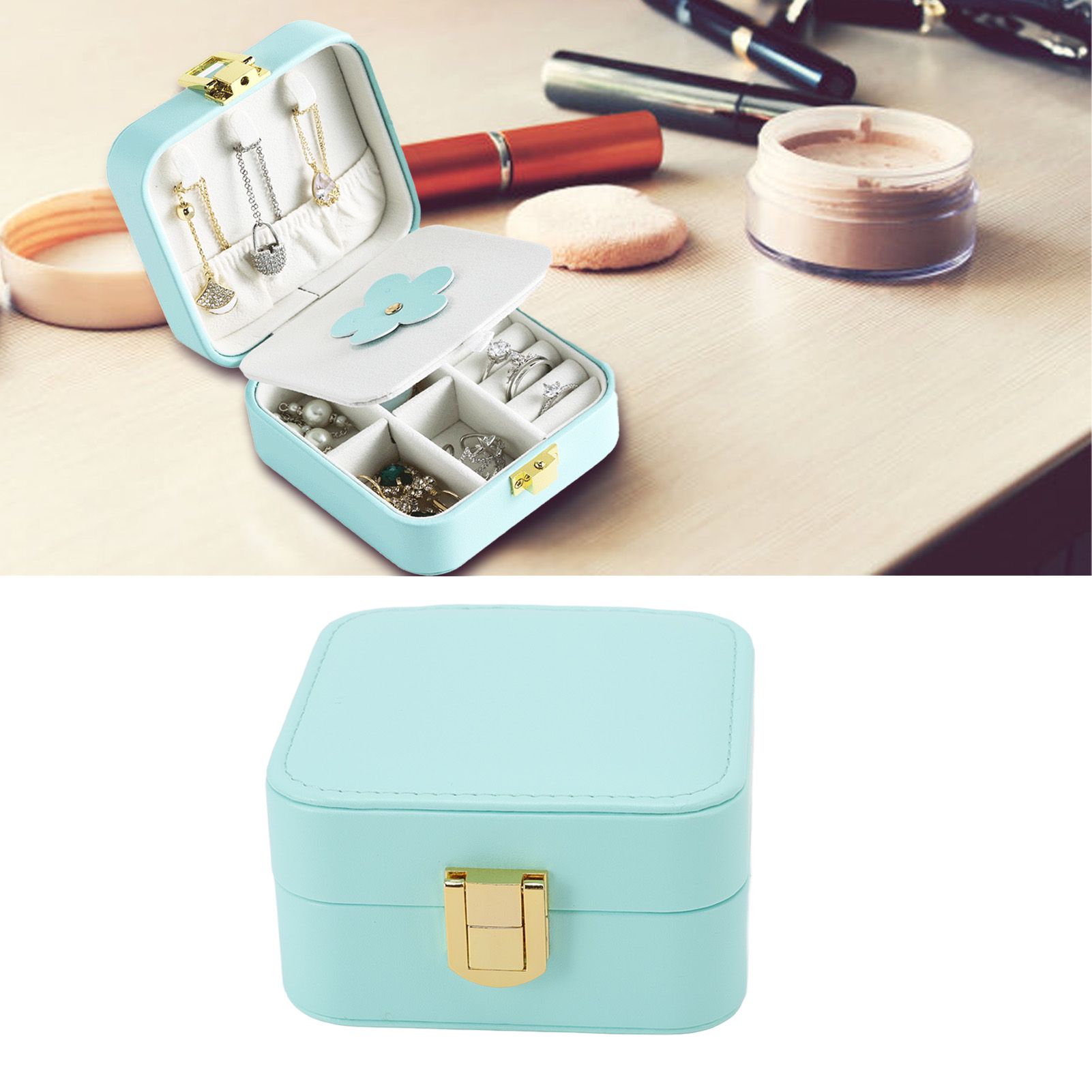 Jewelry Case Small Jewelry Box Organizer Display Storage Portable for Rings view 11
